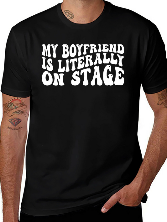 Boyfriend On Stage Graphic Tee - Black Cotton T-Shirt