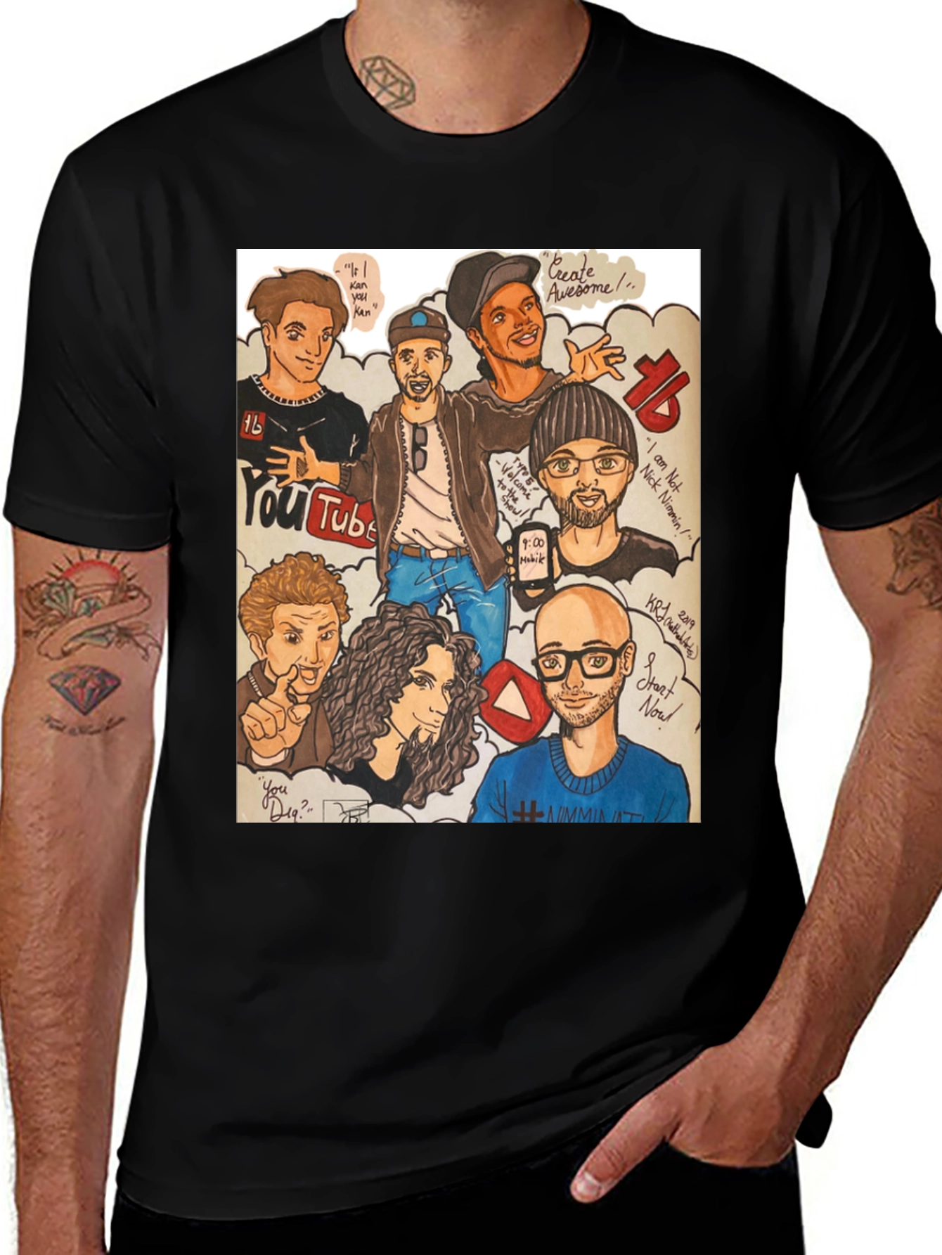 YouTube Crew T-Shirt - Black Graphic Tee