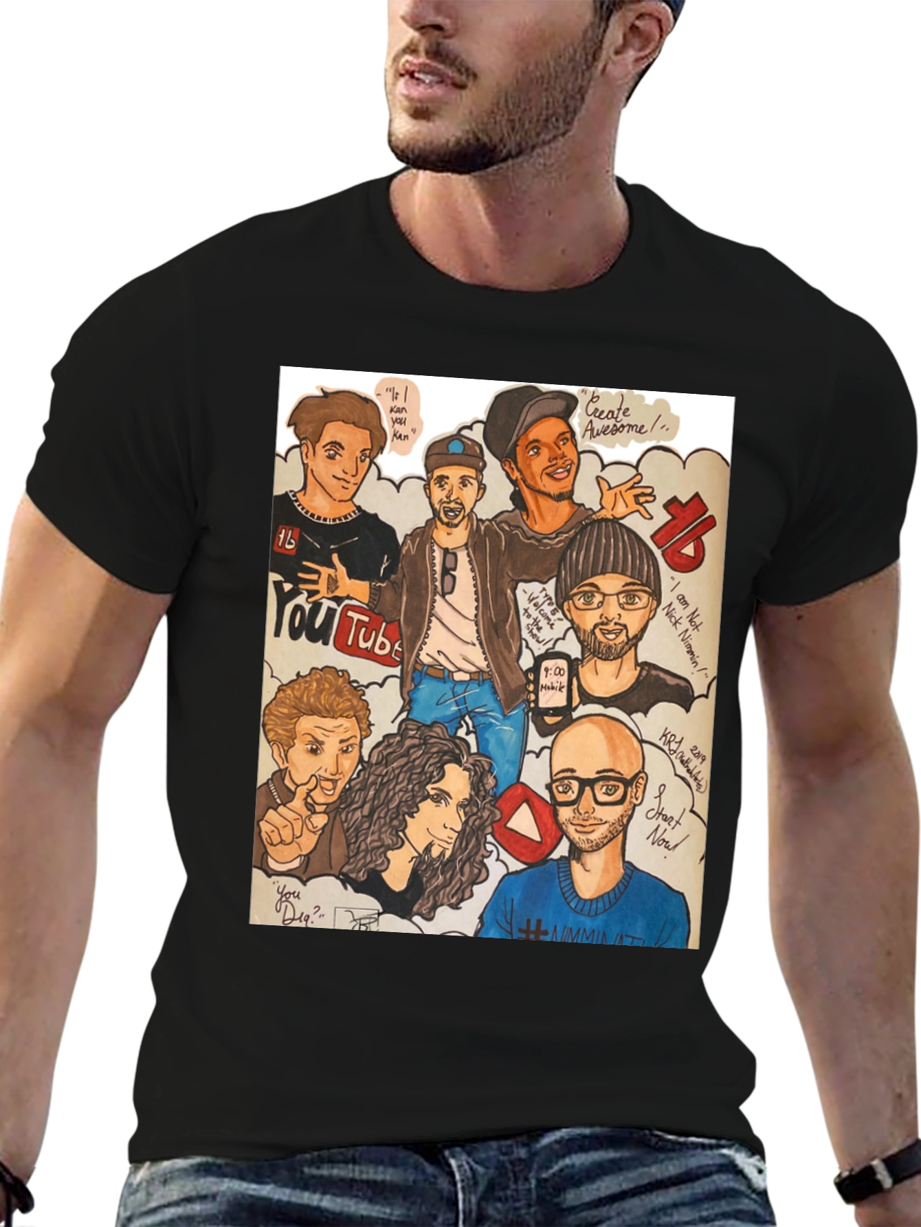 YouTube Crew T-Shirt - Black Graphic Tee