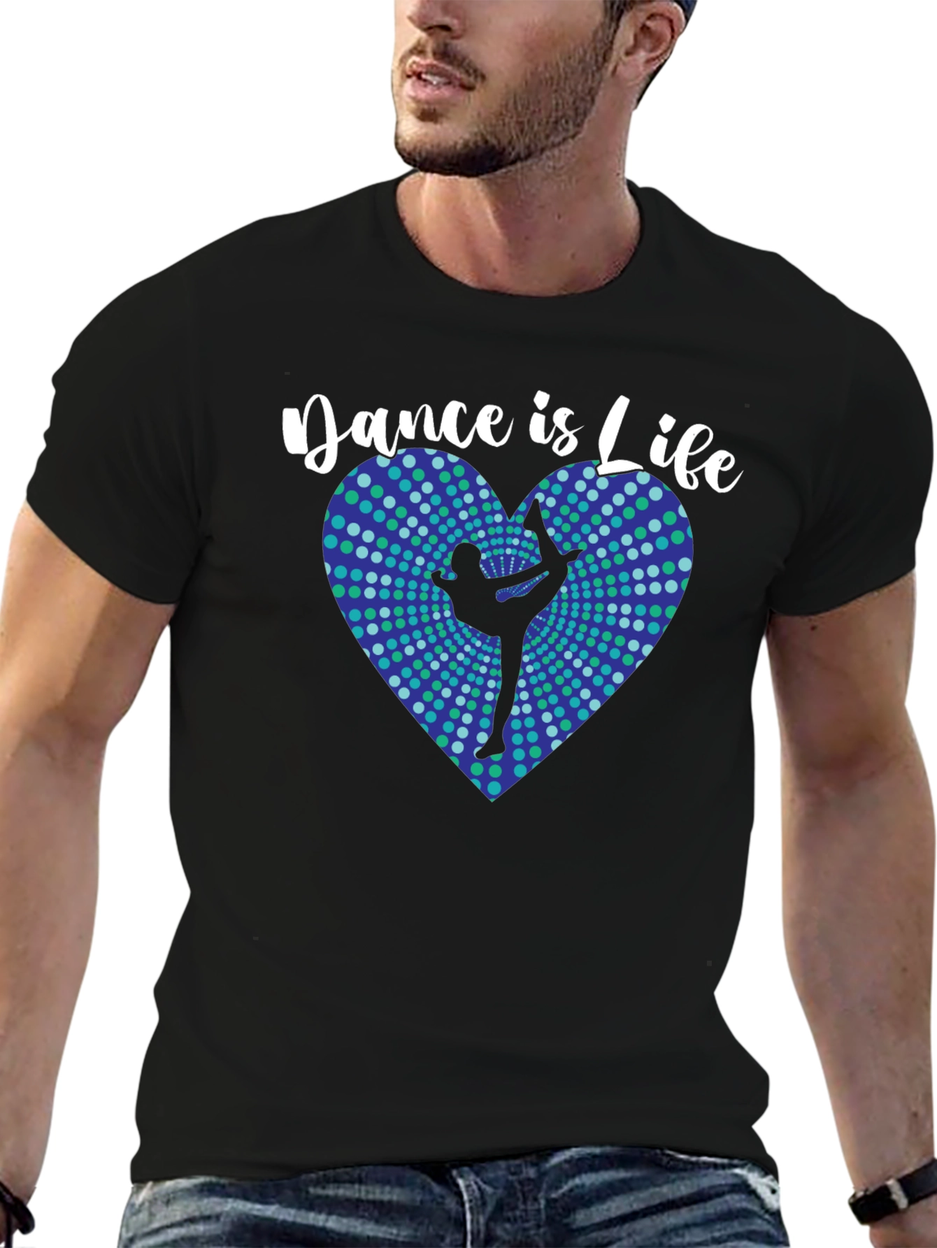 Dance Is Life Black T-Shirt - Heart Design