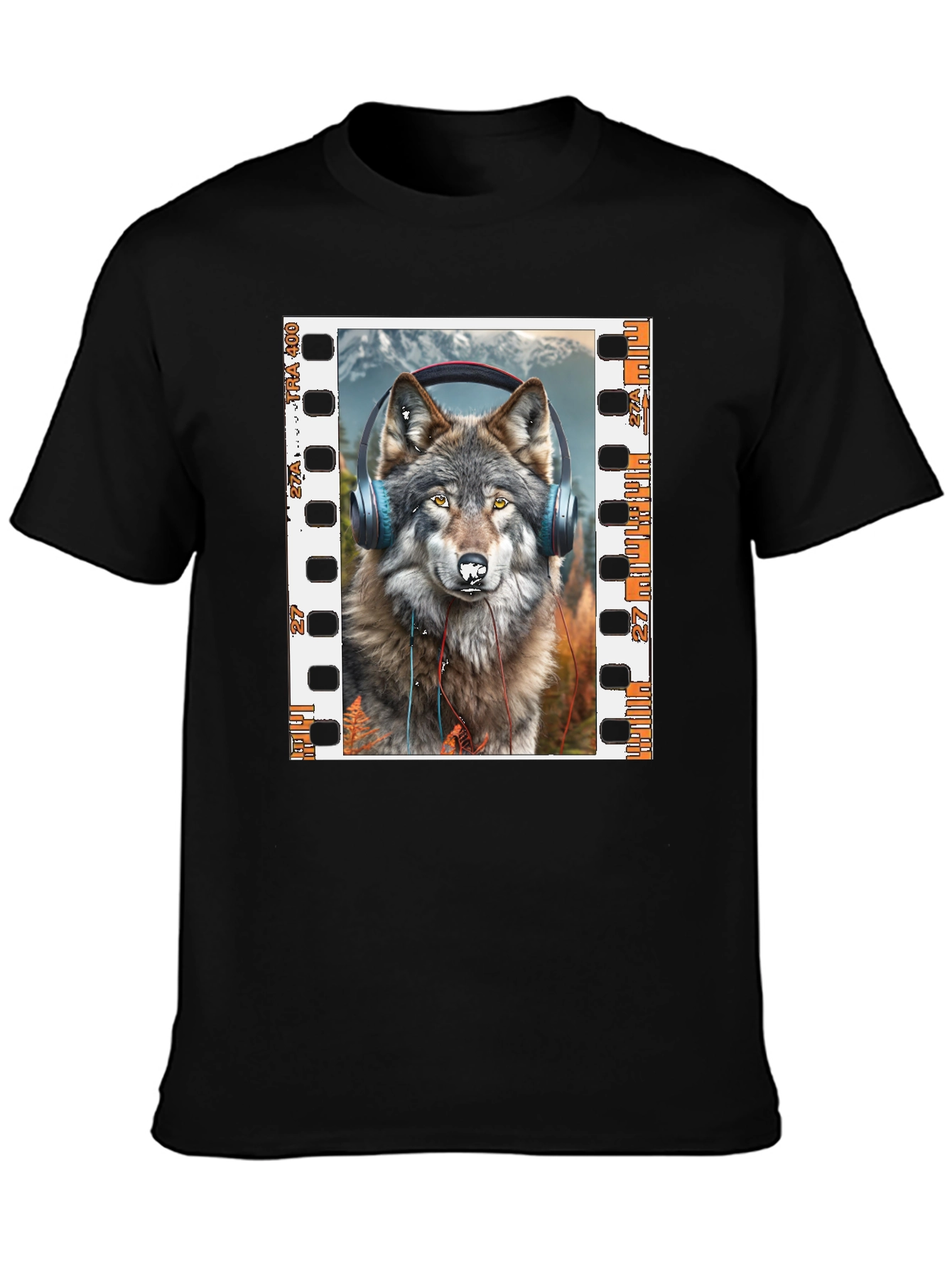 Wolf Headphones Graphic Print T-Shirt