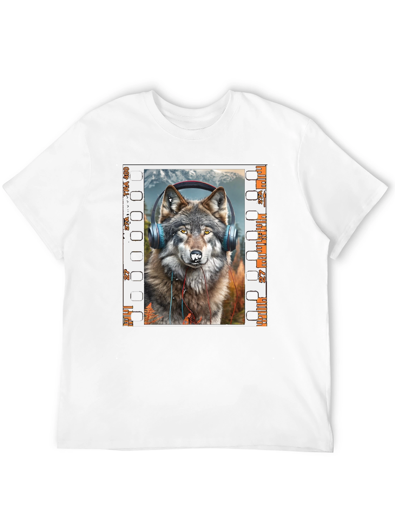 Wolf Headphones Graphic Print T-Shirt