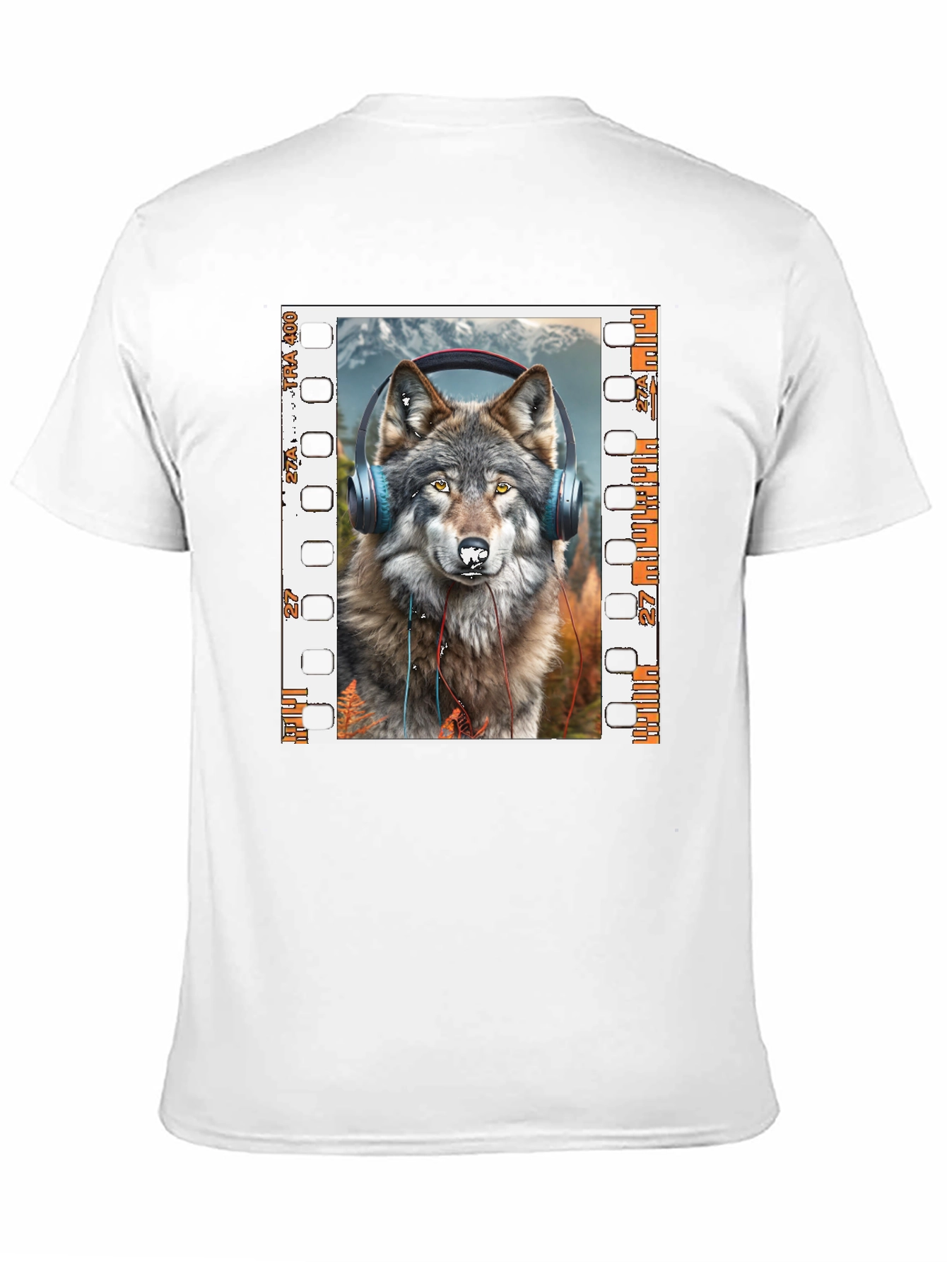 Wolf Headphones Graphic Print T-Shirt