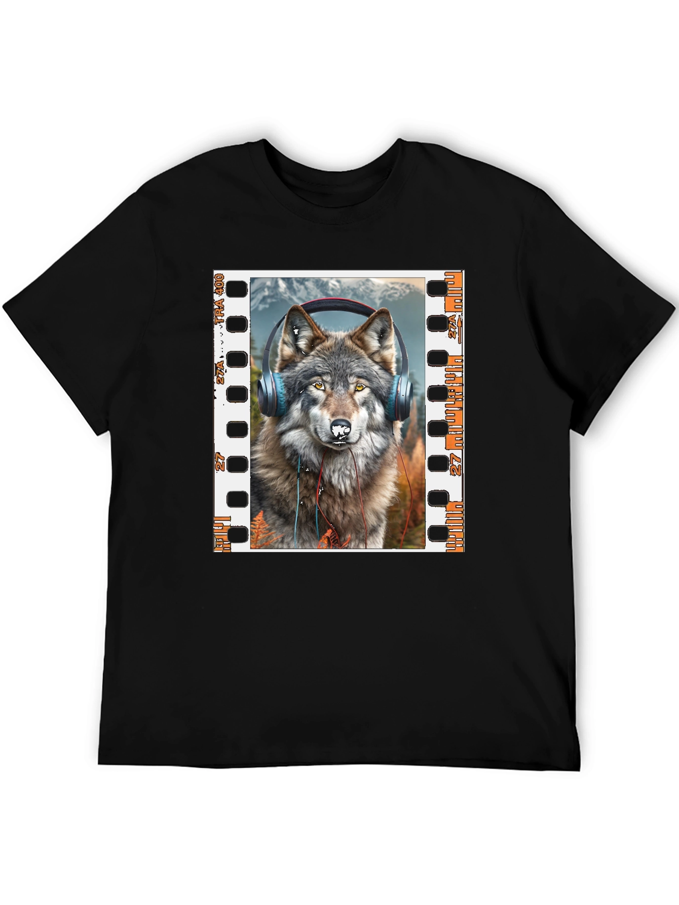 Wolf Headphones Graphic Print T-Shirt