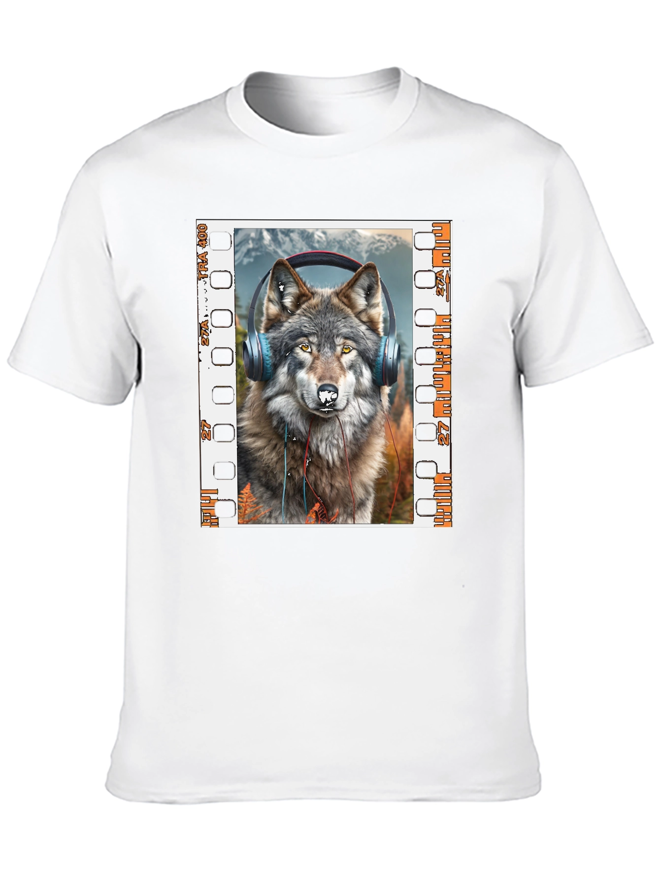 Wolf Headphones Graphic Print T-Shirt