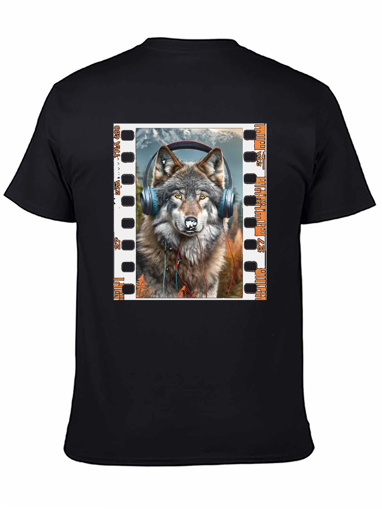 Wolf Headphones Graphic Print T-Shirt