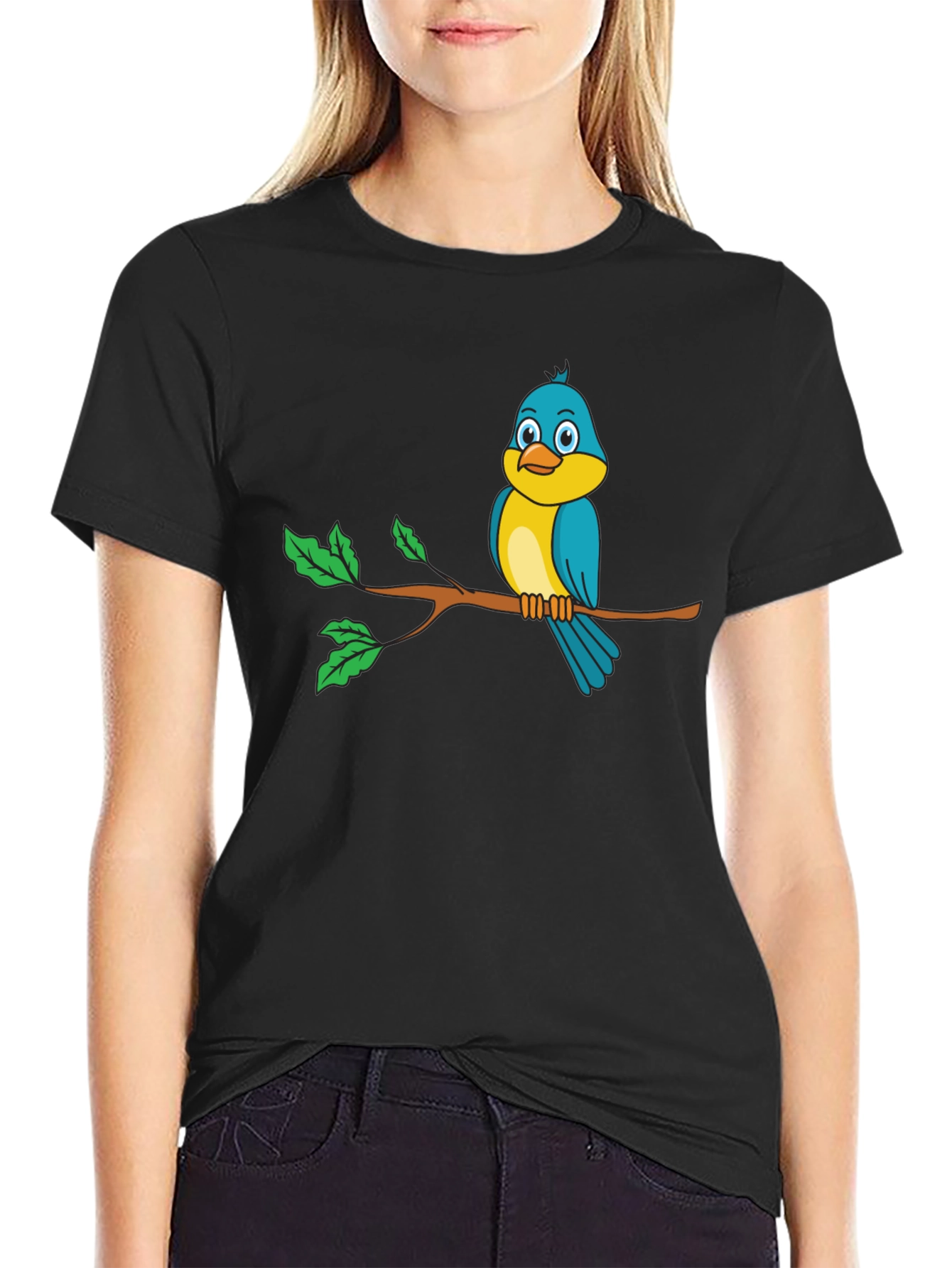 Bird on a Branch Black Graphic Tee