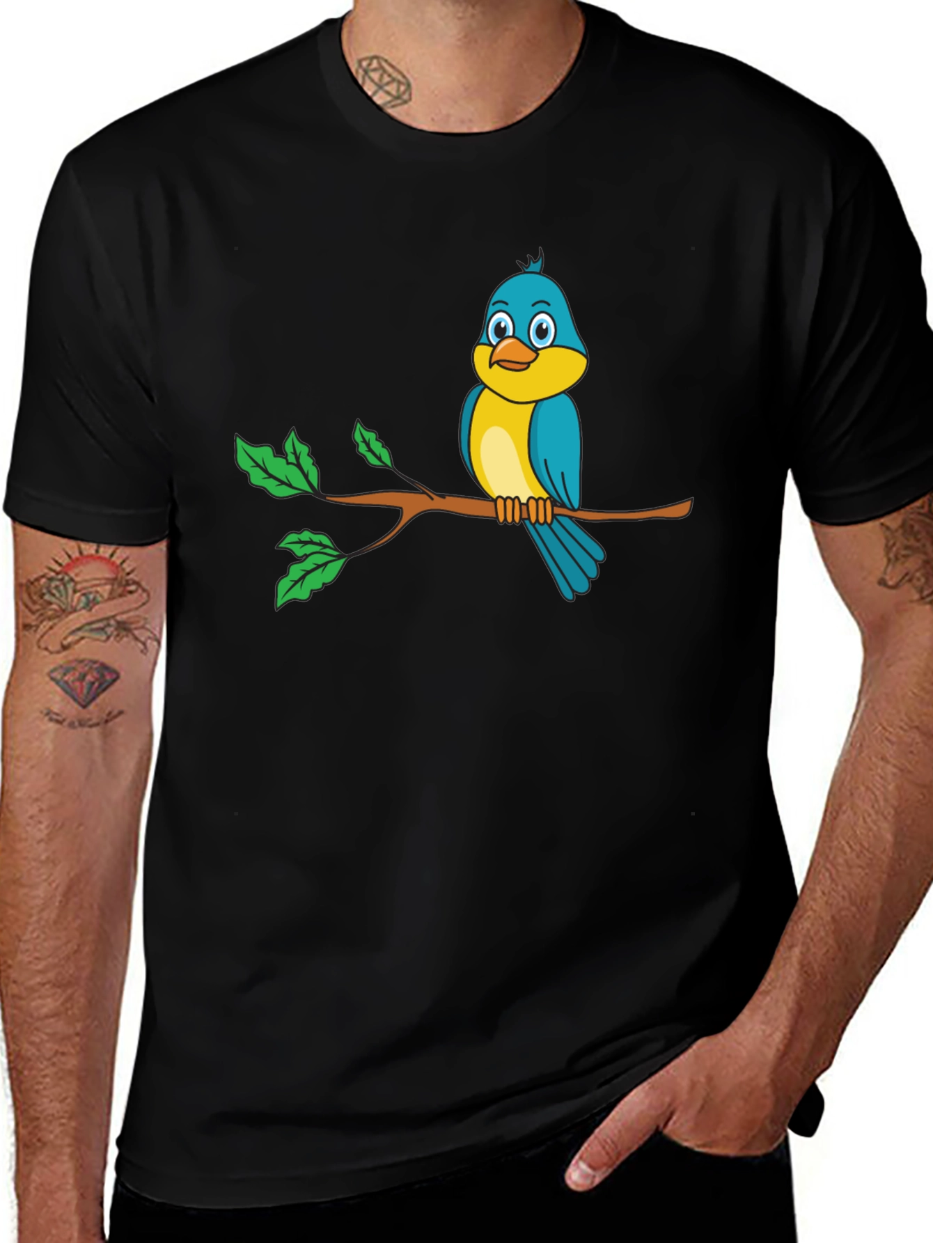Bird on a Branch Black Graphic Tee