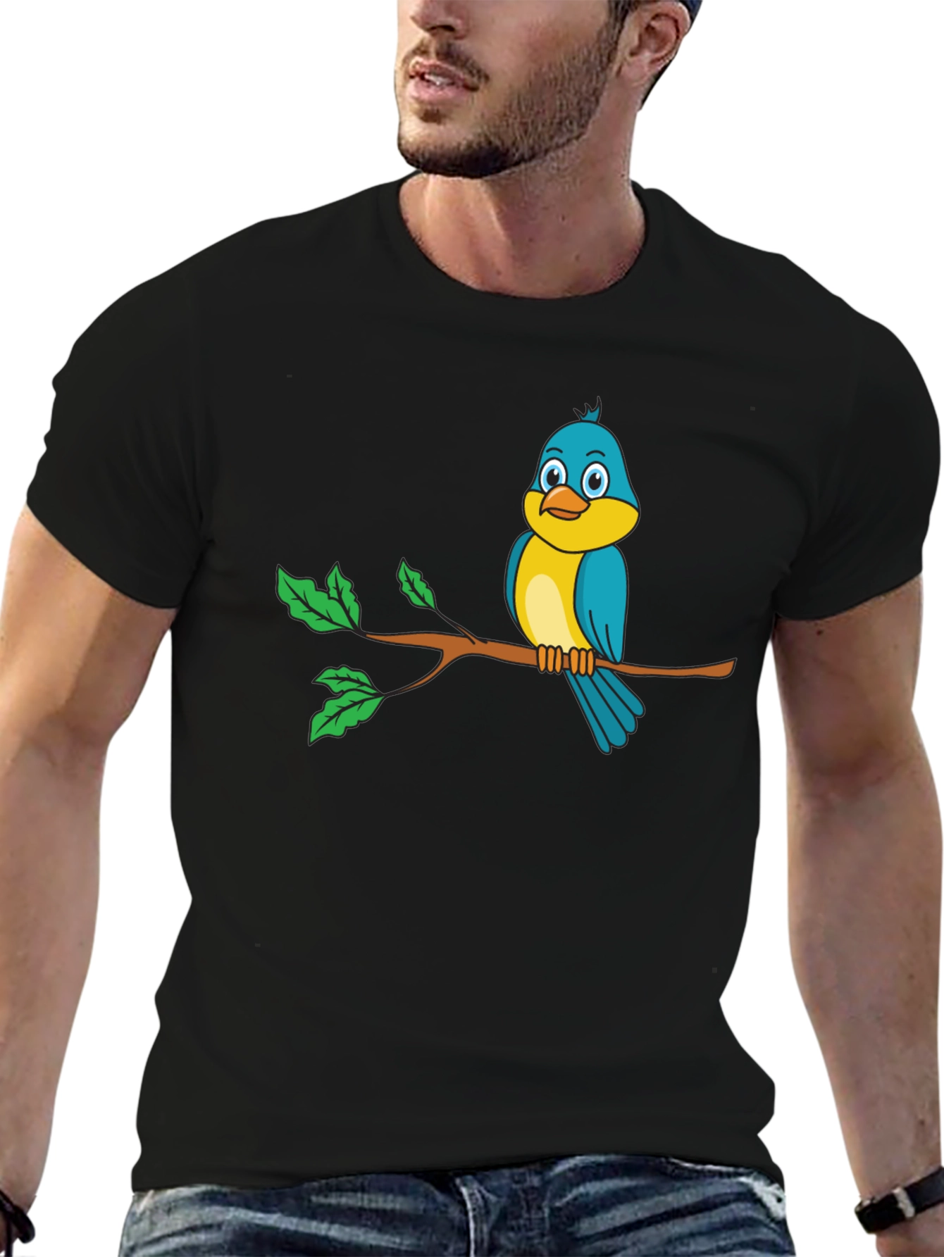 Bird on a Branch Black Graphic Tee