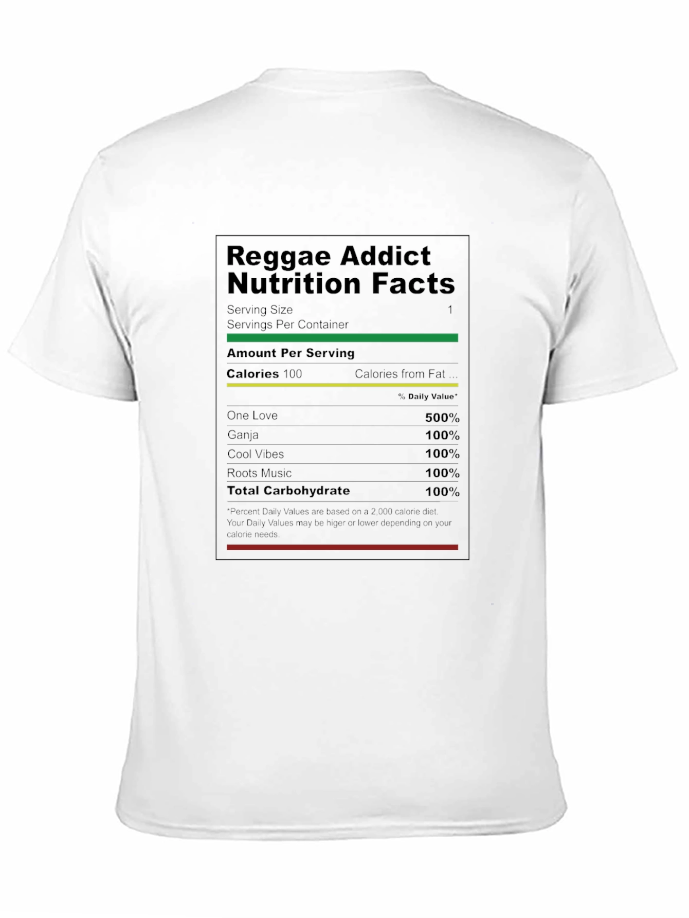 Reggae Addict Nutrition Facts T-Shirt - Black