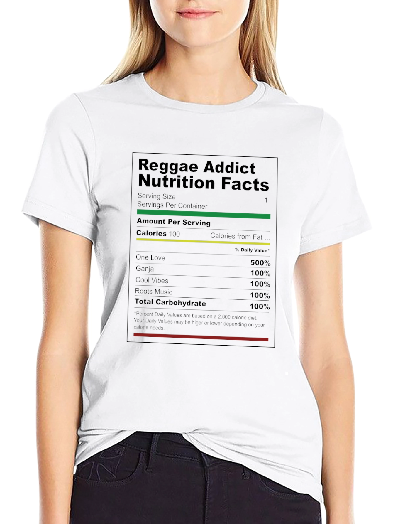 Reggae Addict Nutrition Facts T-Shirt - Black