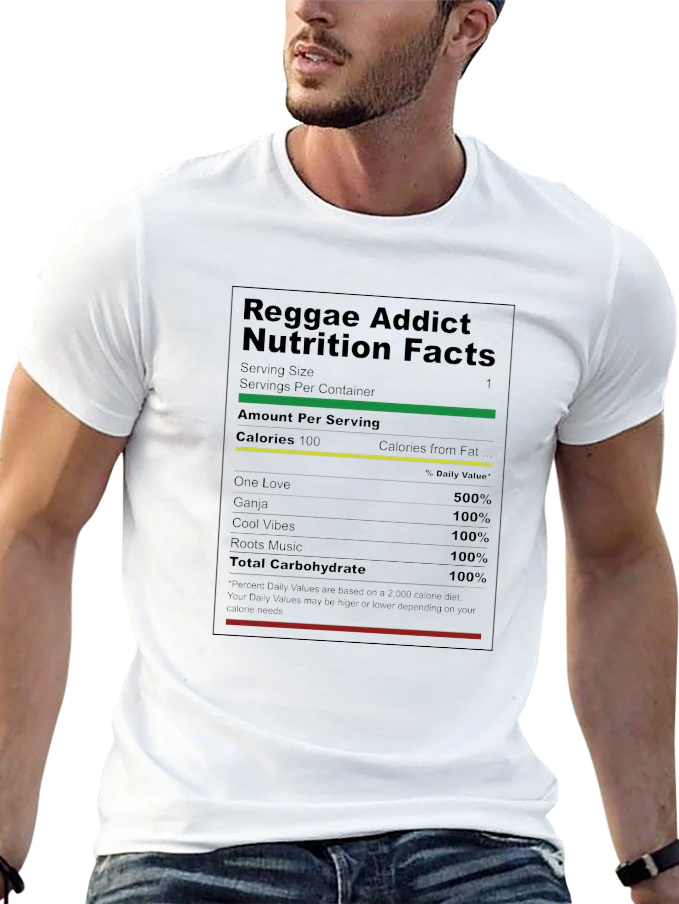 Reggae Addict Nutrition Facts T-Shirt - Black