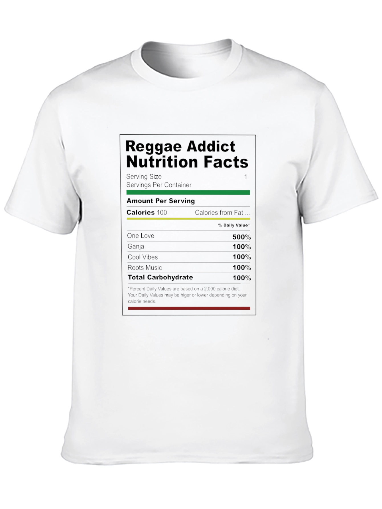Reggae Addict Nutrition Facts T-Shirt - Black