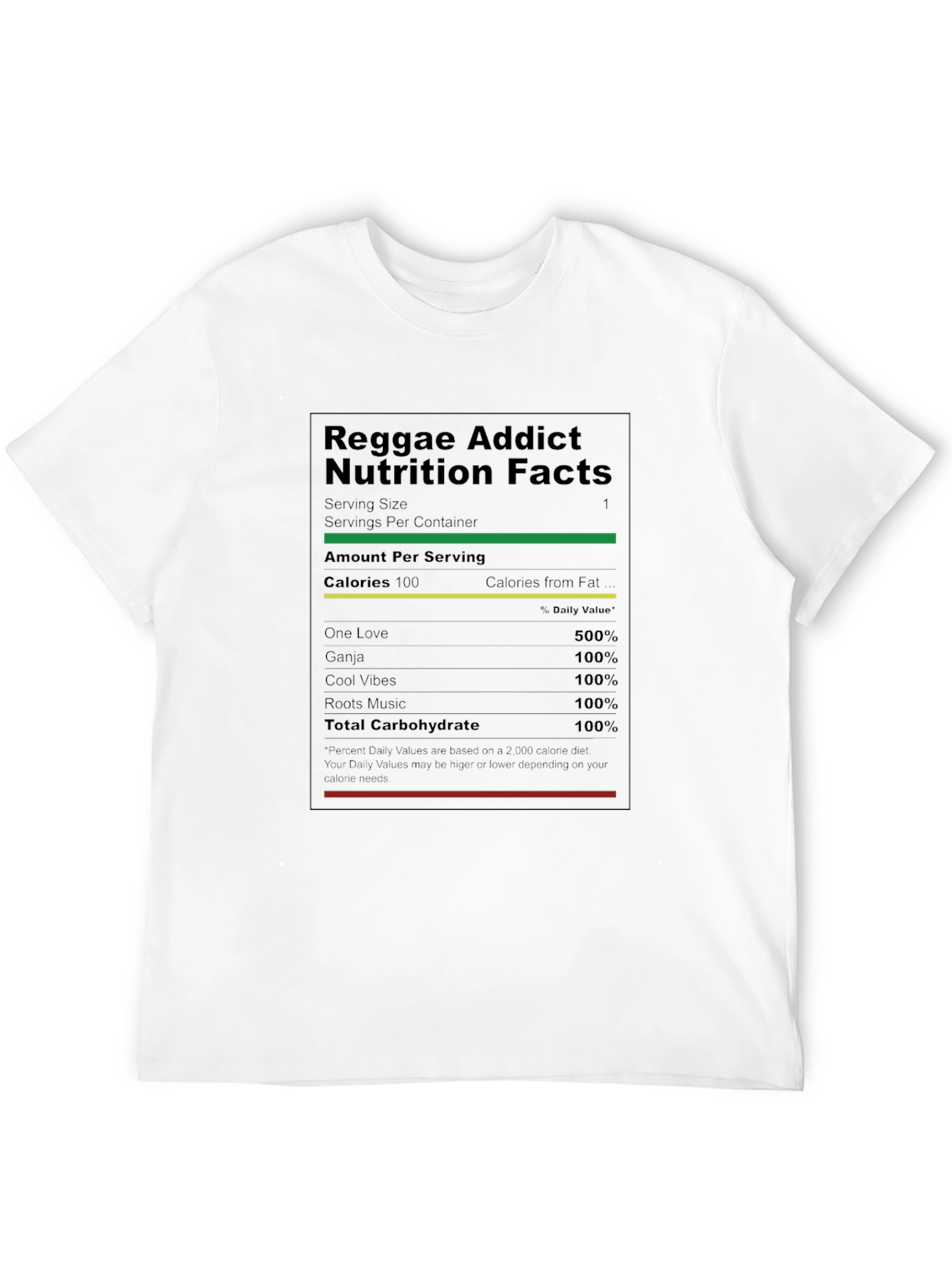 Reggae Addict Nutrition Facts T-Shirt - Black