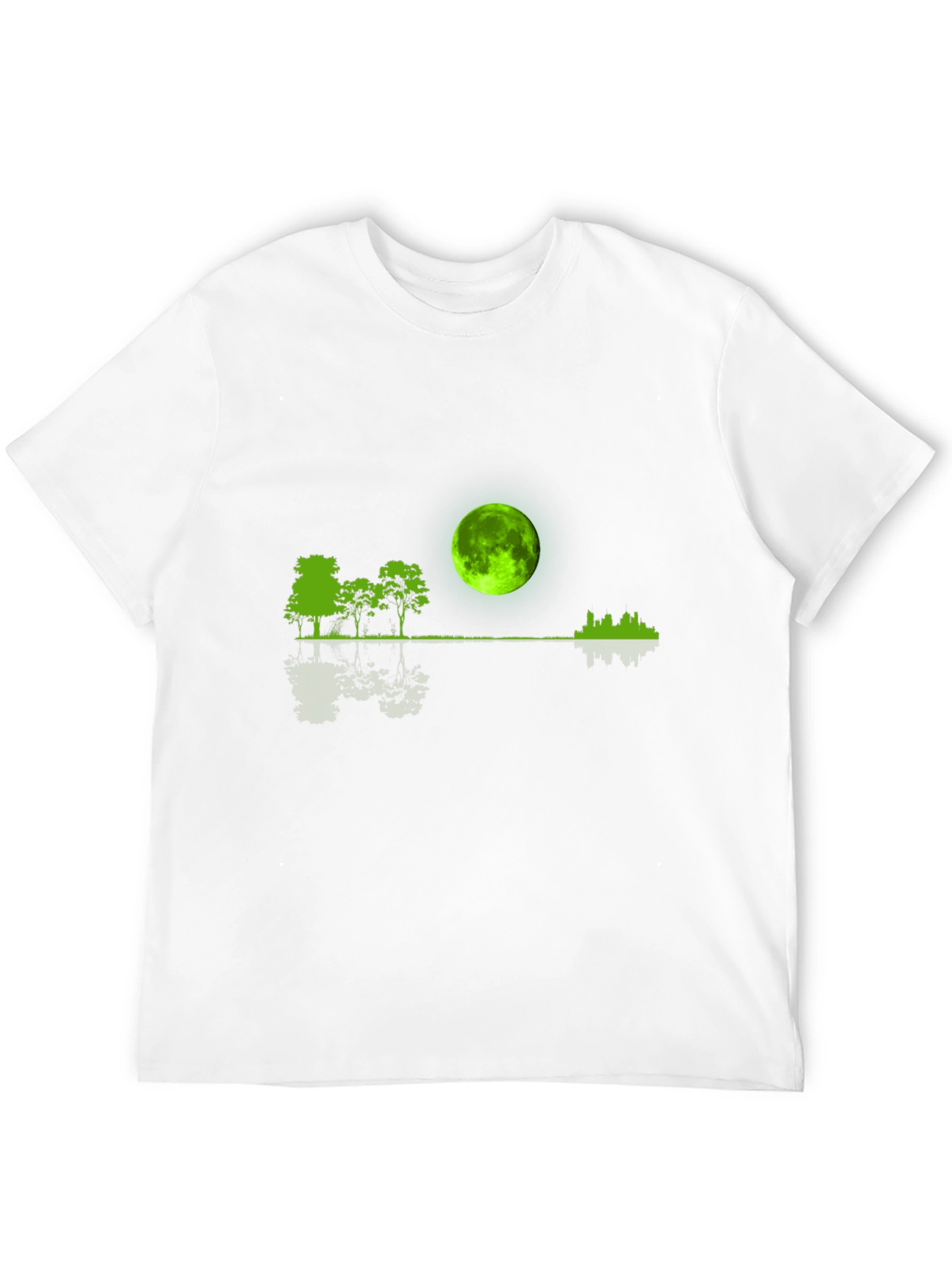 Green Moon Graphic Black T-Shirt