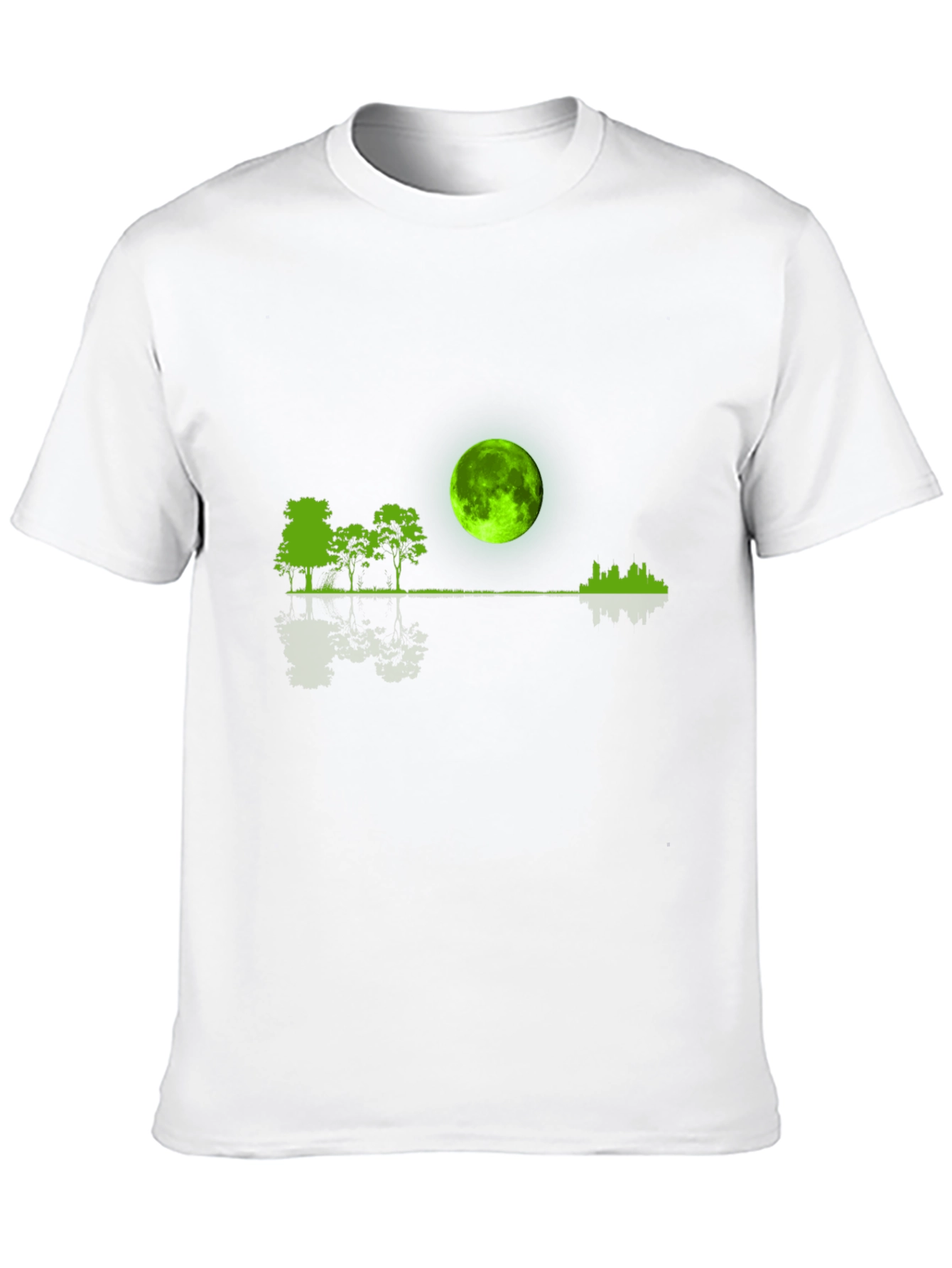 Green Moon Graphic Black T-Shirt