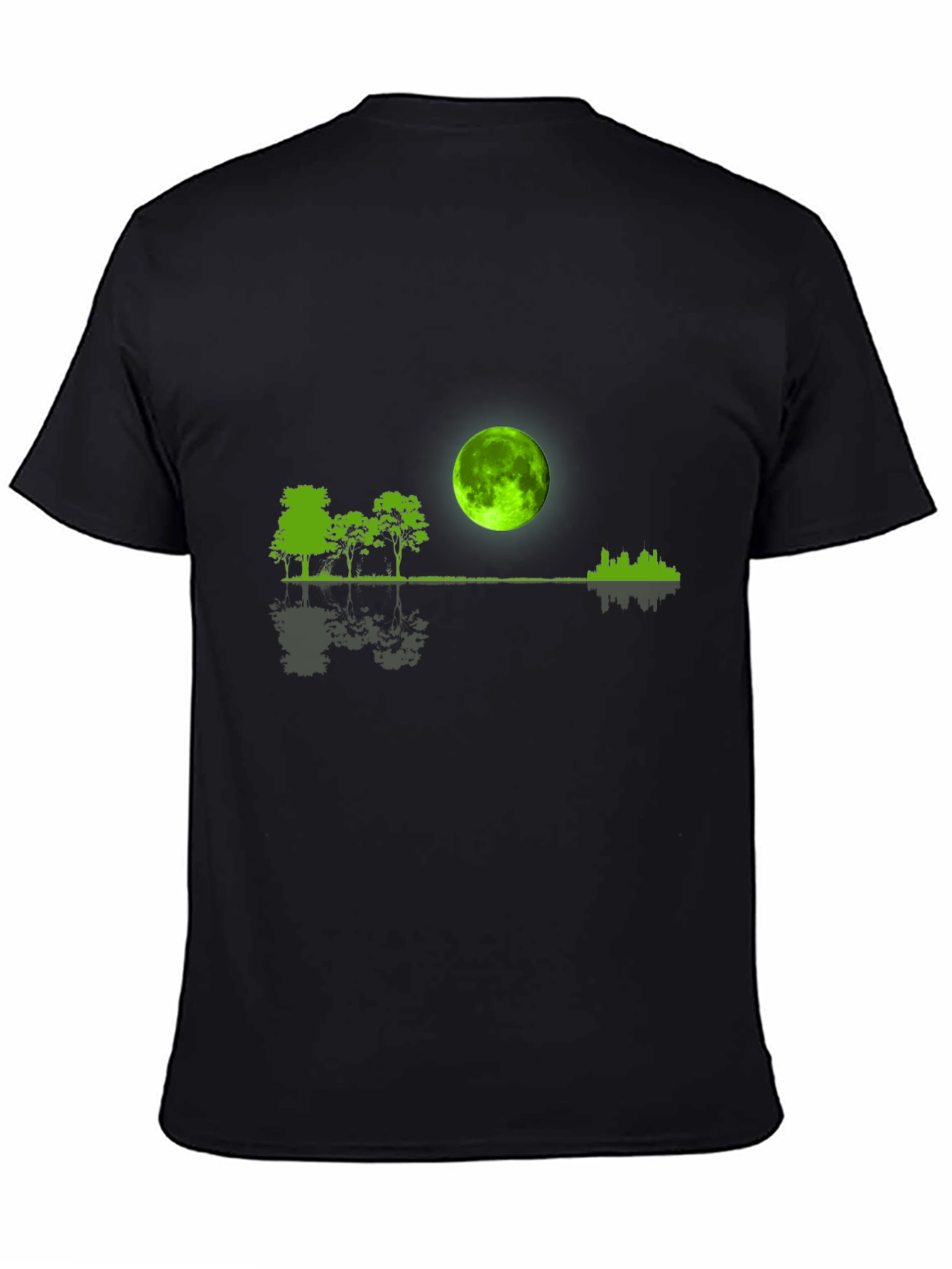 Green Moon Graphic Black T-Shirt