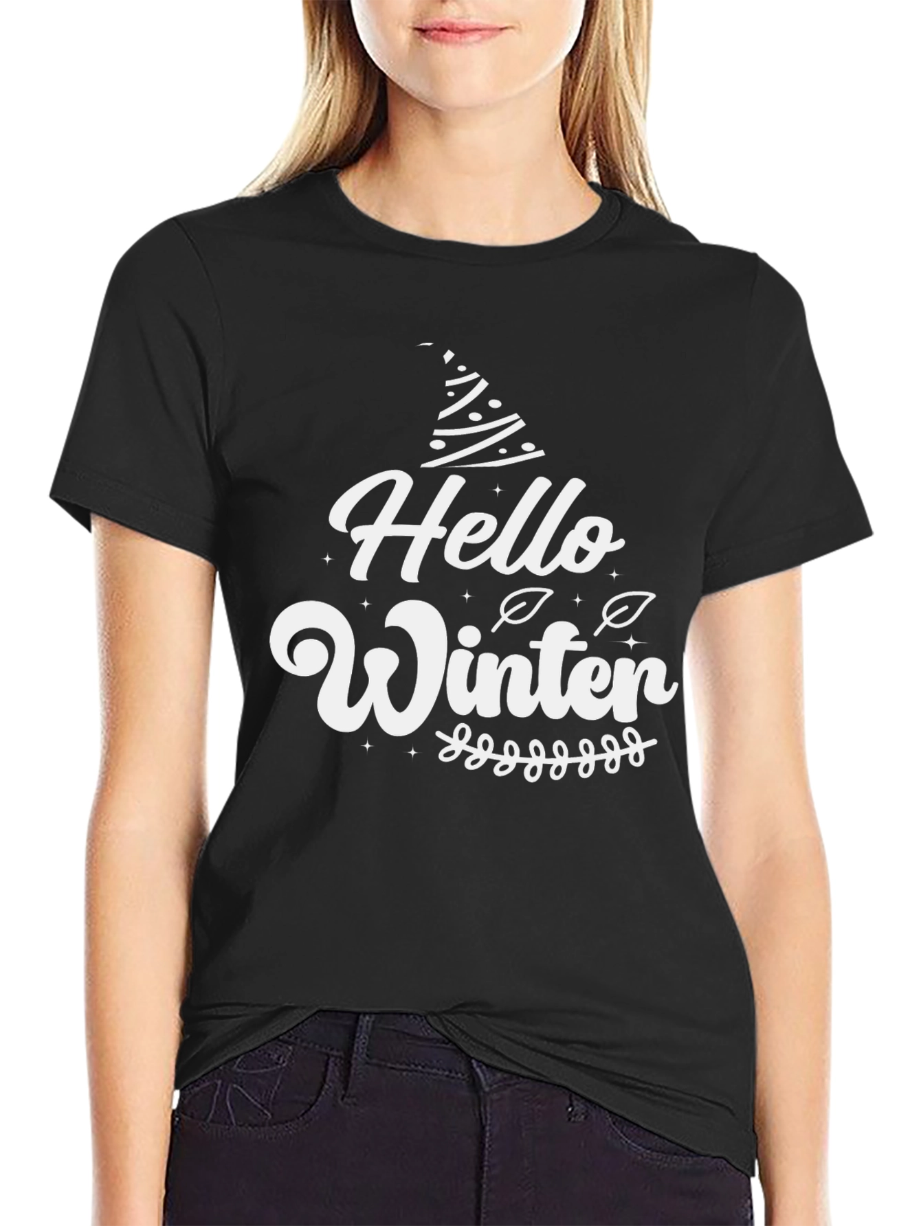 Hello Winter Graphic Tee - Holiday Season Shirt