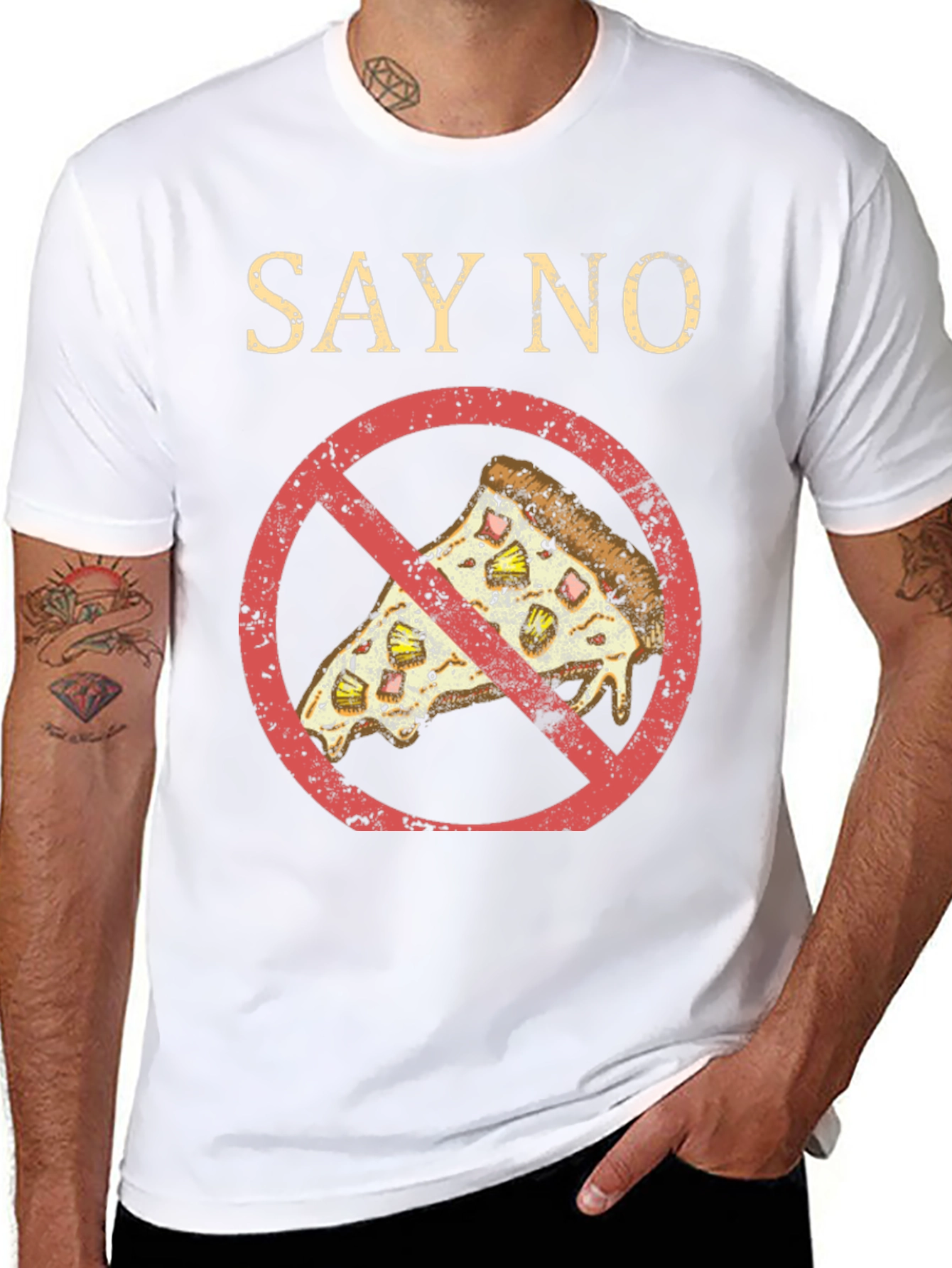 Say No To Pizza T-Shirt - Black Graphic Tee
