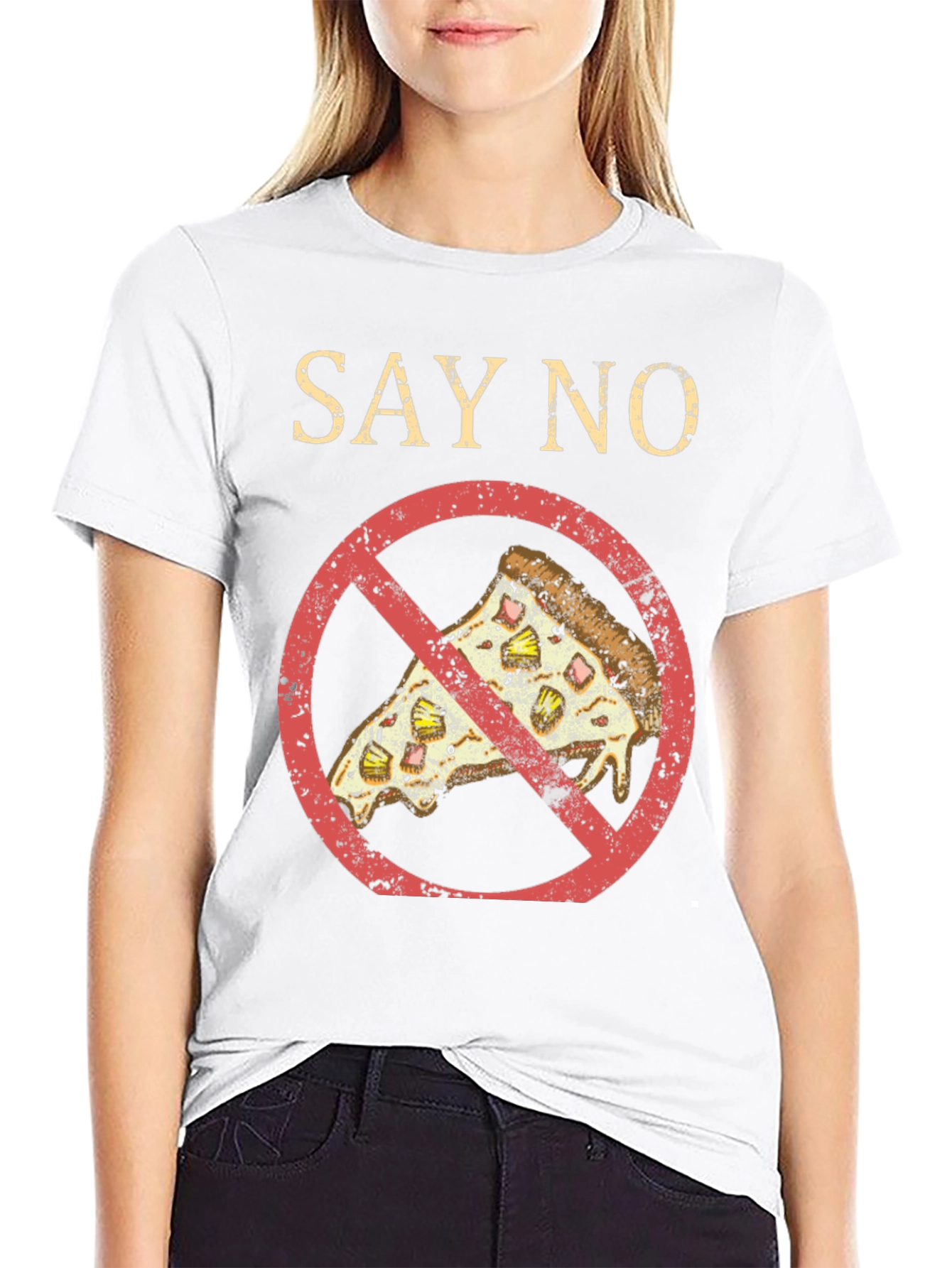 Say No To Pizza T-Shirt - Black Graphic Tee