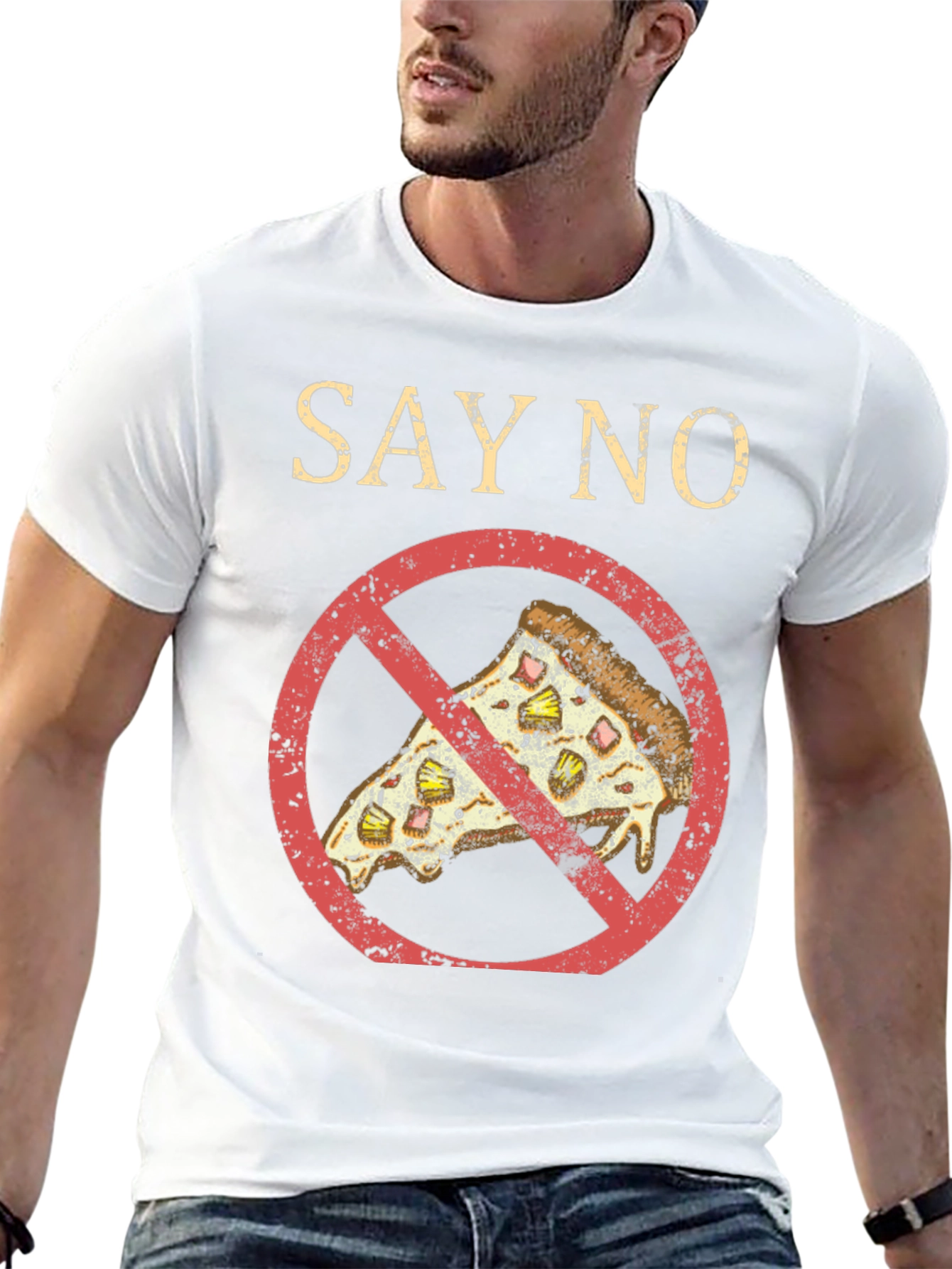 Say No To Pizza T-Shirt - Black Graphic Tee