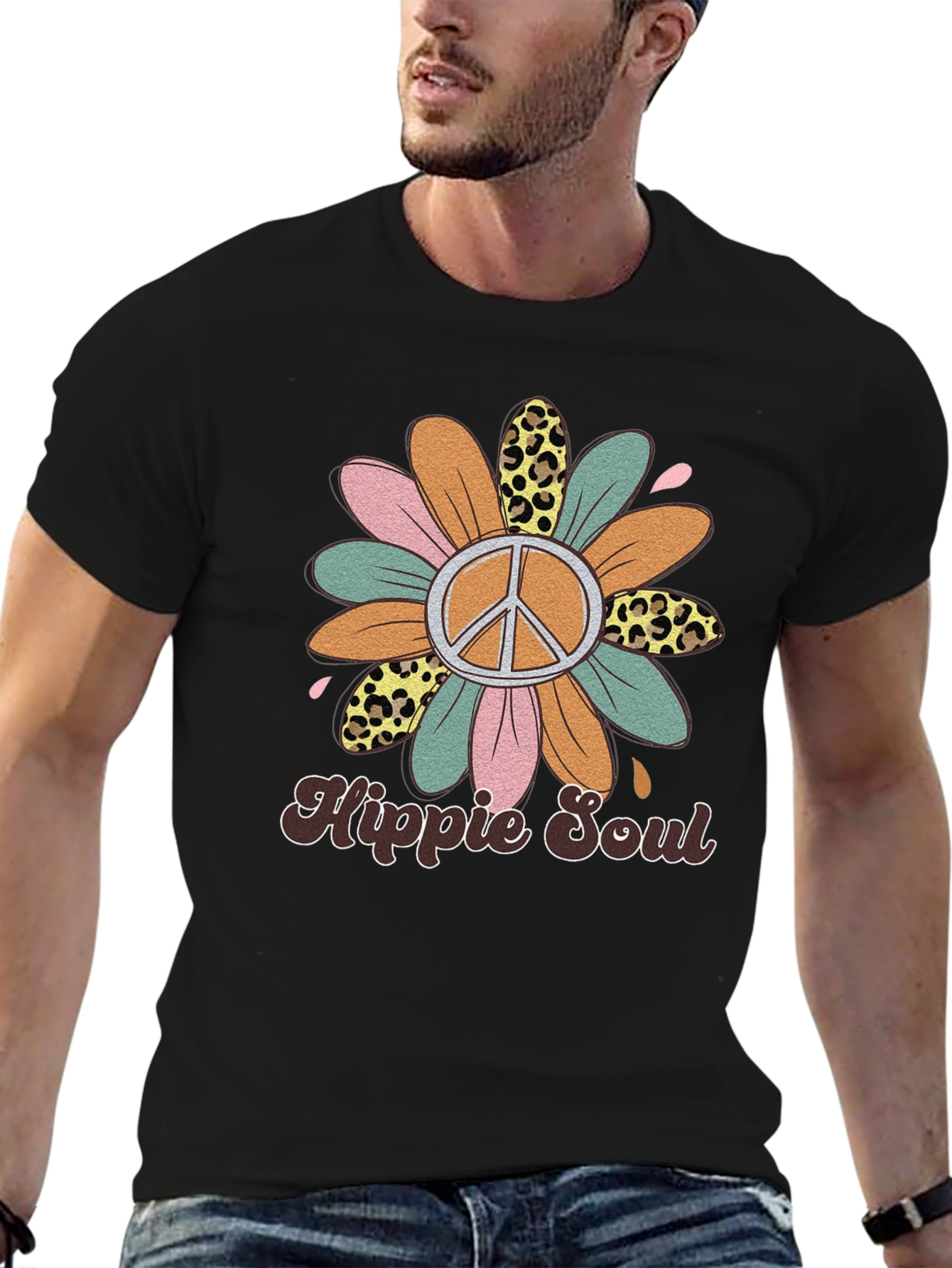 Hippie Soul Graphic Tee - Retro Flower Power Shirt