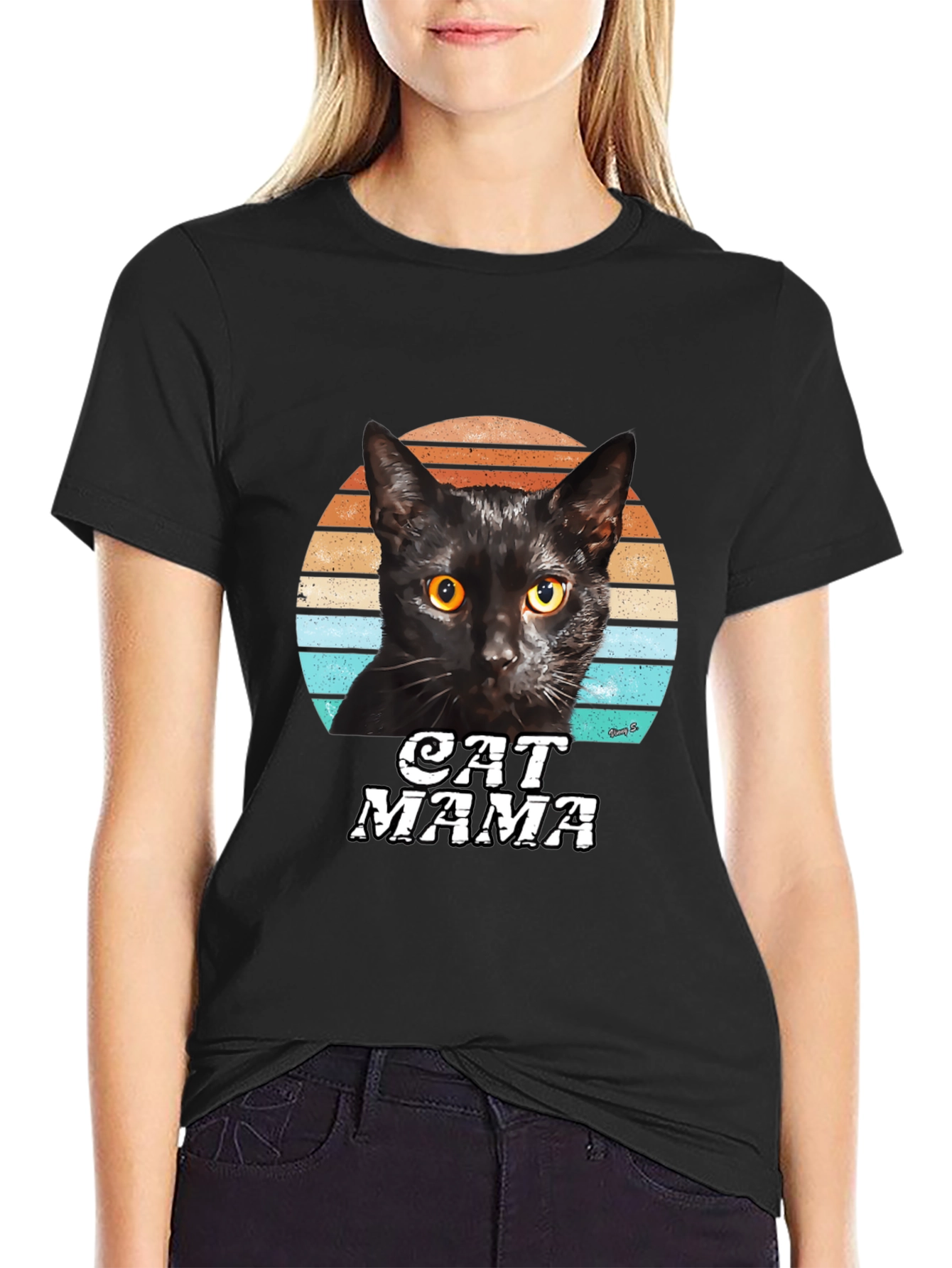 Cat Mama Graphic T-Shirt Black
