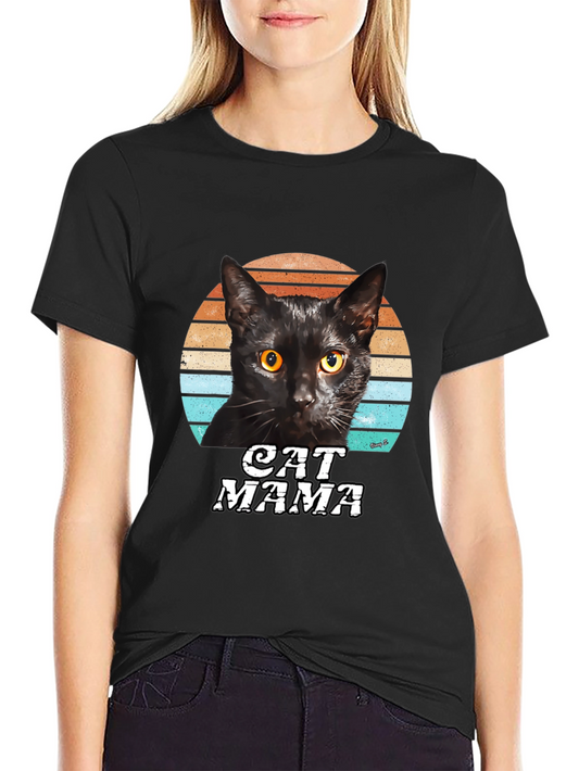 Cat Mama Graphic T-Shirt Black