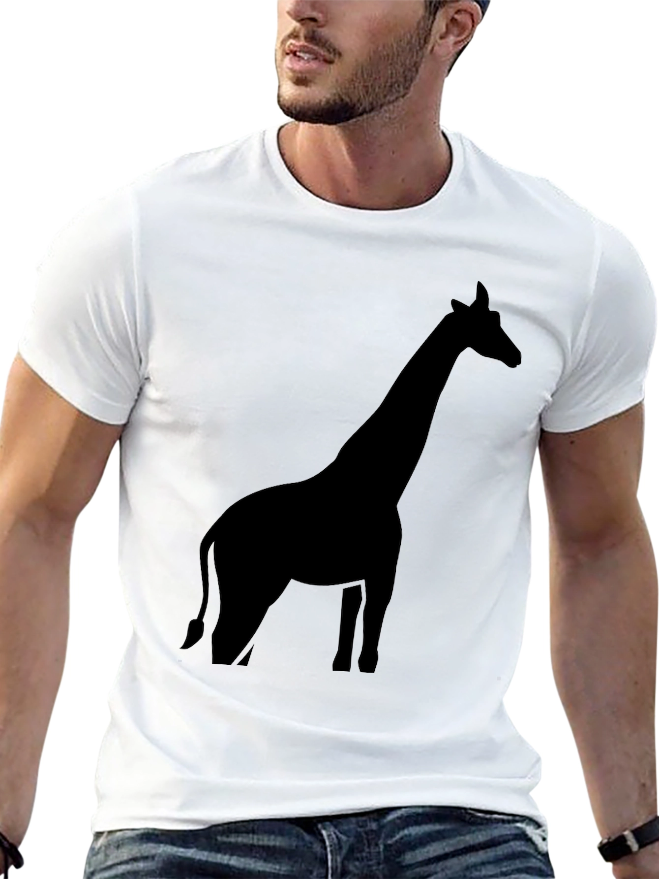 Giraffe Silhouette Graphic Tee - Black
