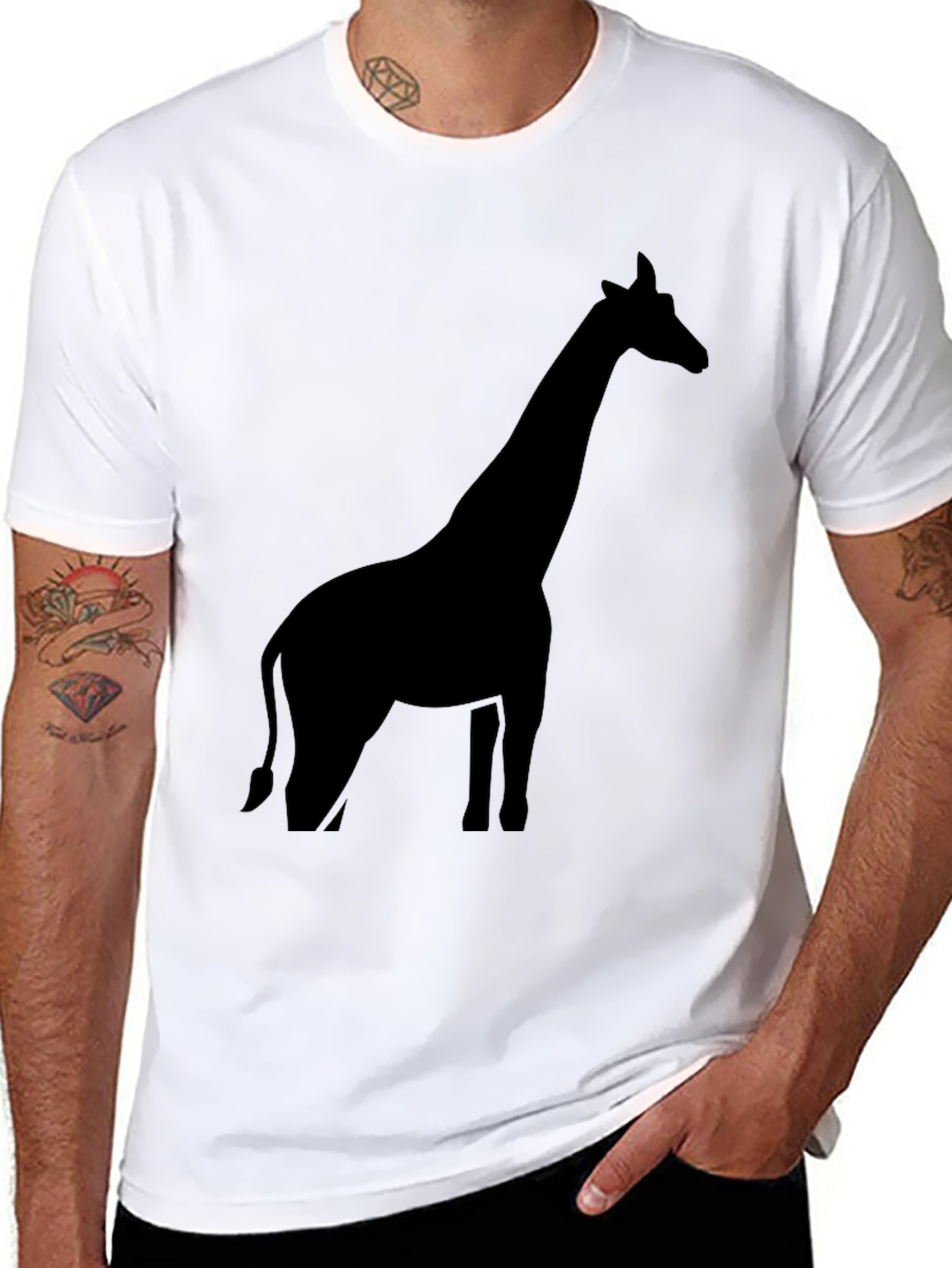Giraffe Silhouette Graphic Tee - Black