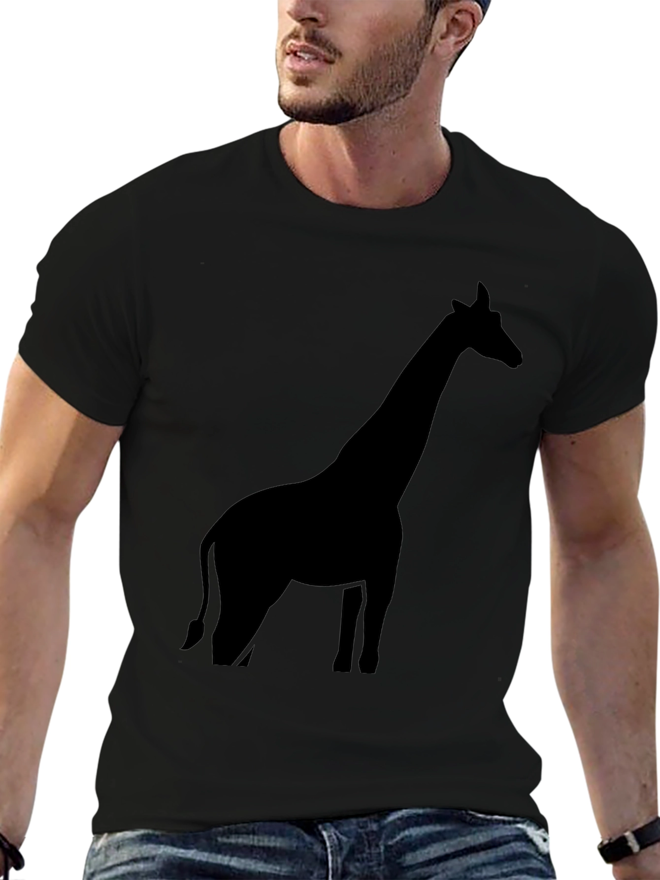 Giraffe Silhouette Graphic Tee - Black
