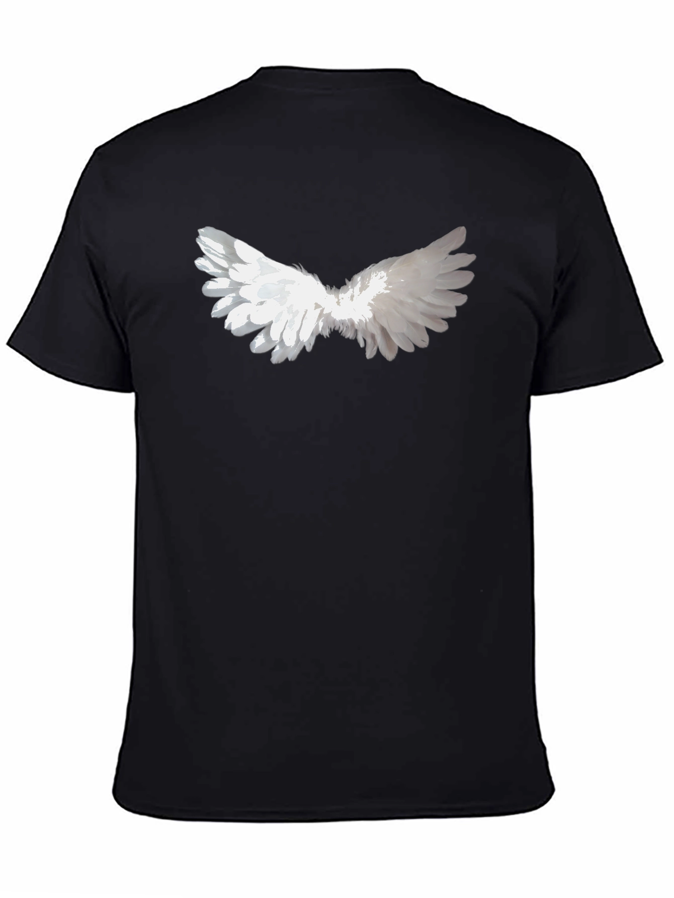 Angel Wing Graphic Tee - Black Cotton Casual Wear