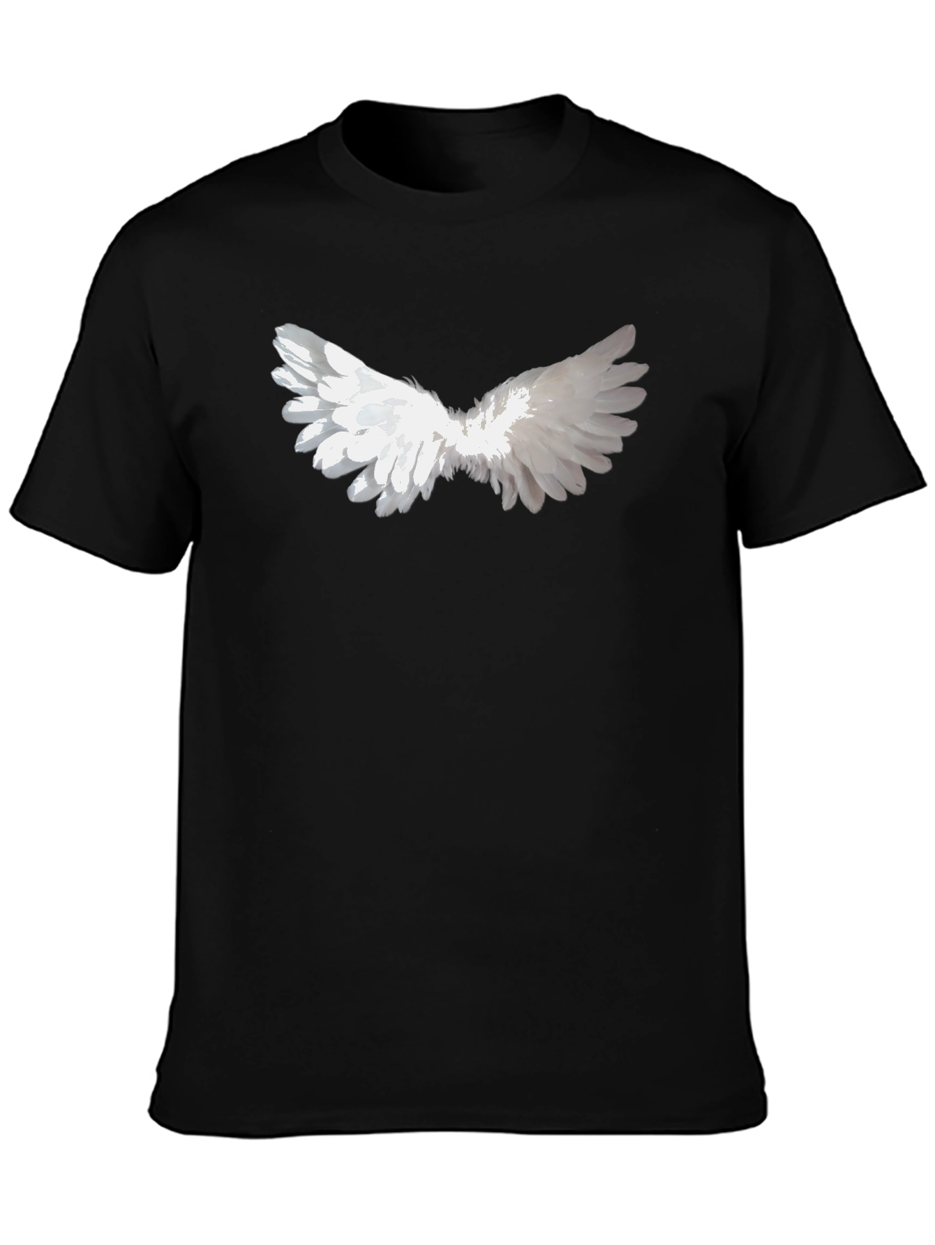 Angel Wing Graphic Tee - Black Cotton Casual Wear