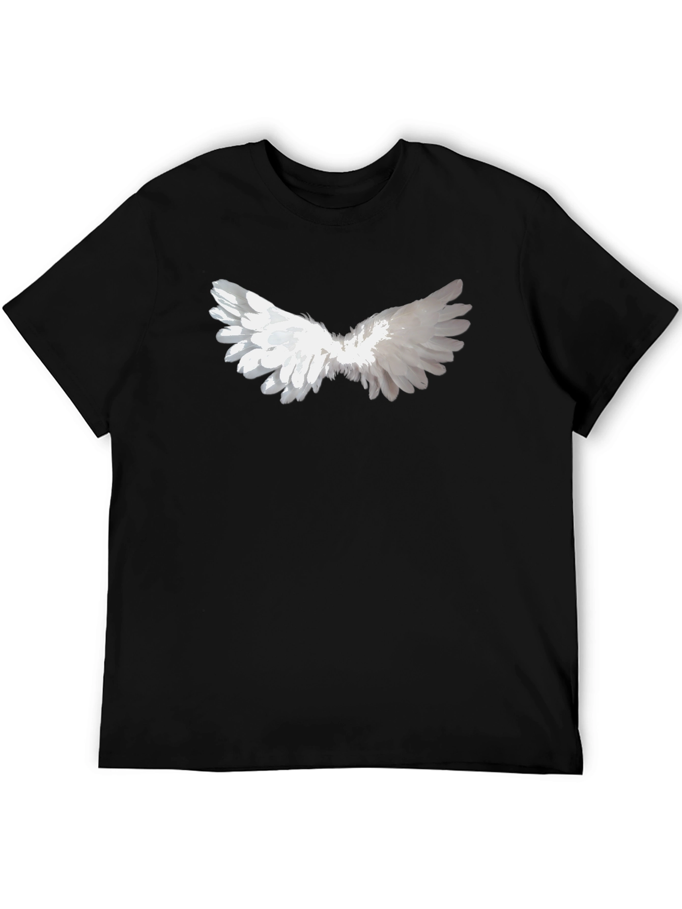 Angel Wing Graphic Tee - Black Cotton Casual Wear