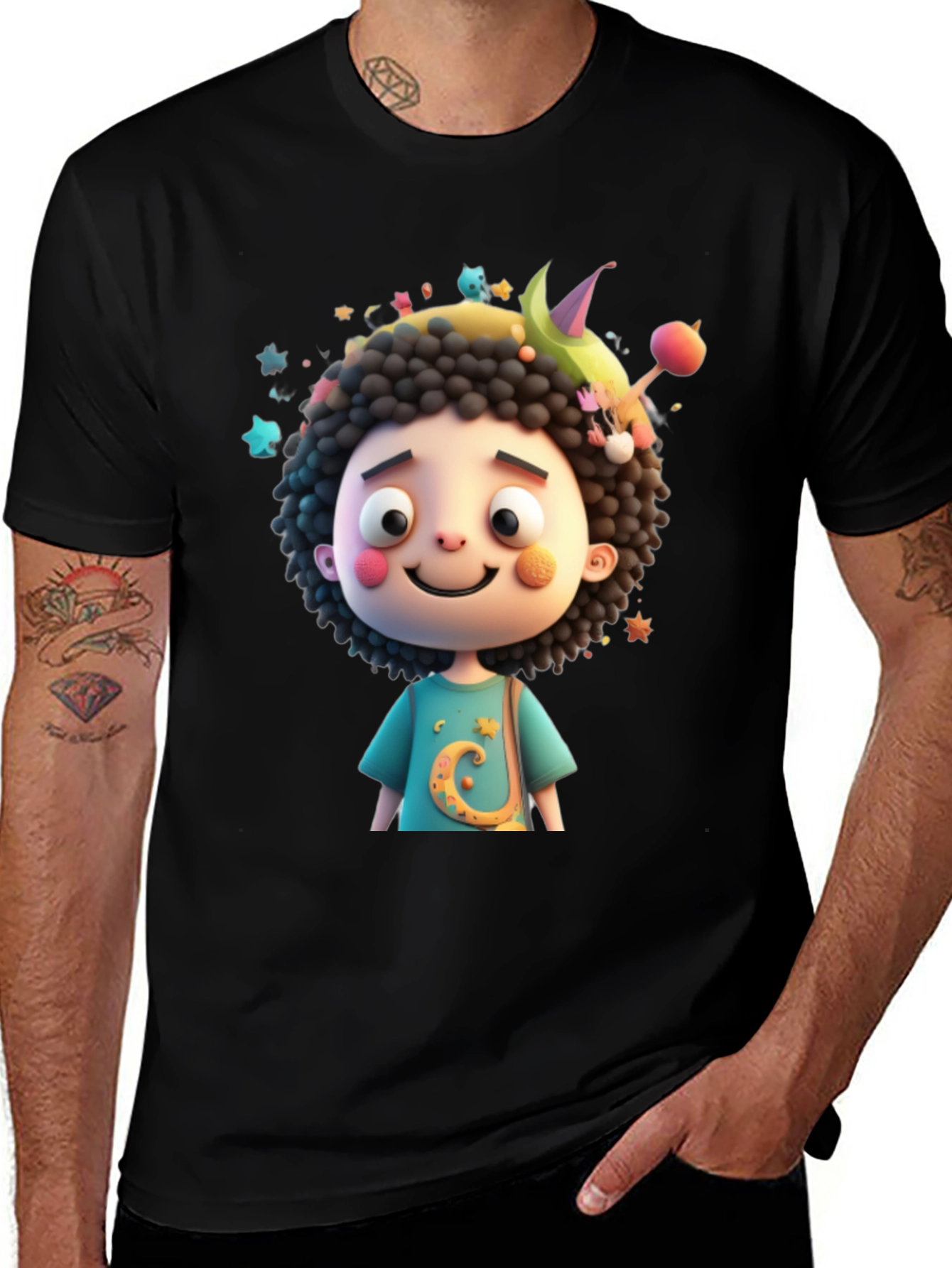 Cartoon Character Black T-Shirt
