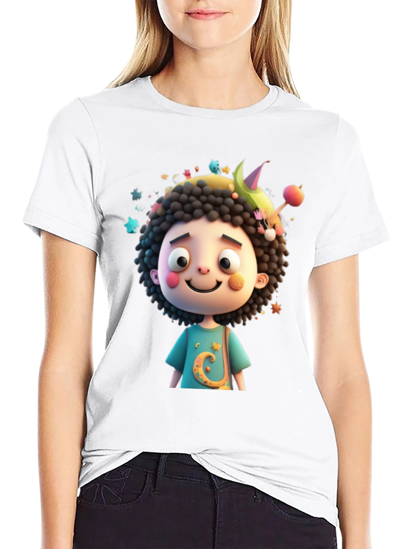 Cartoon Character Black T-Shirt