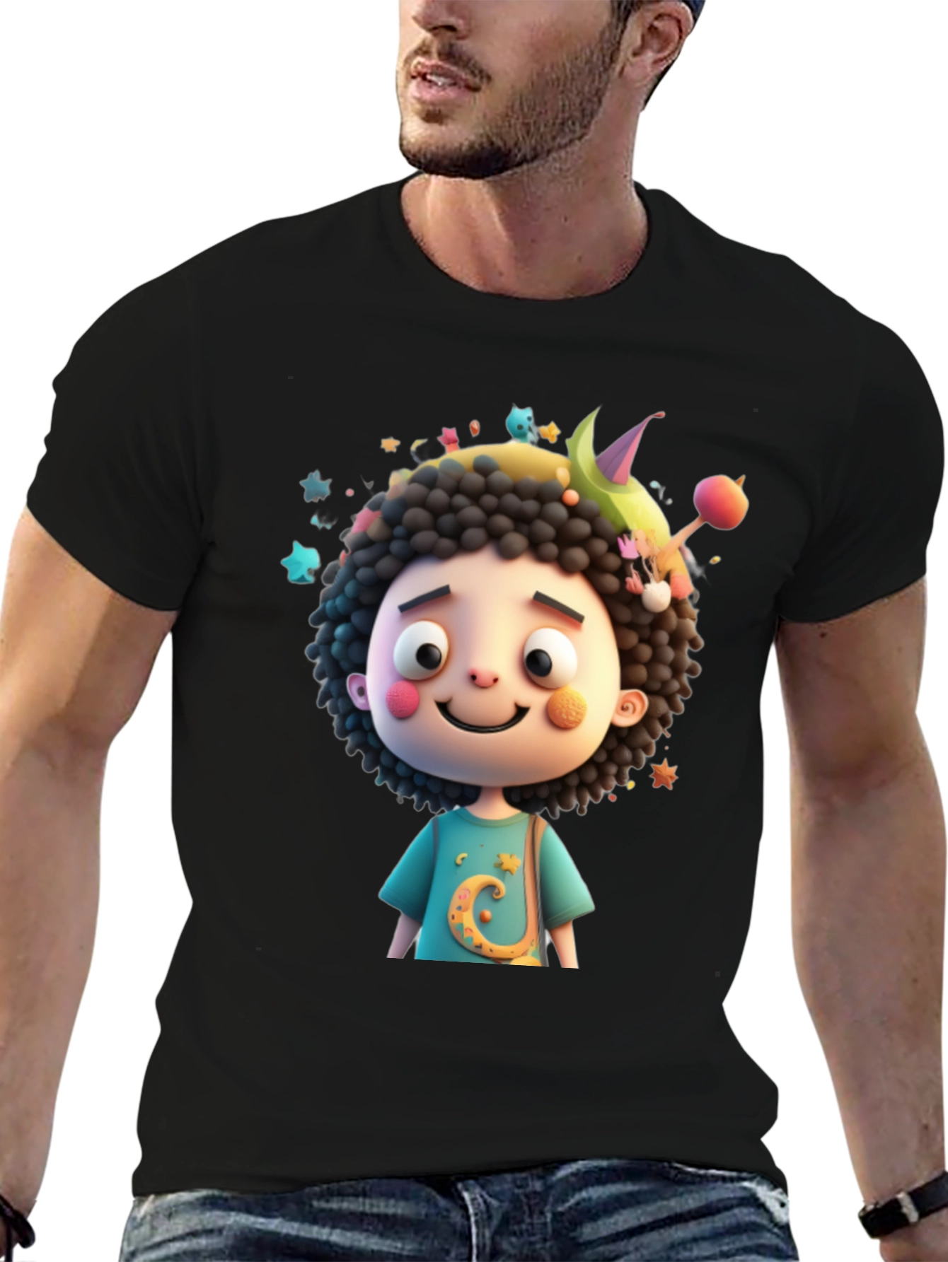 Cartoon Character Black T-Shirt