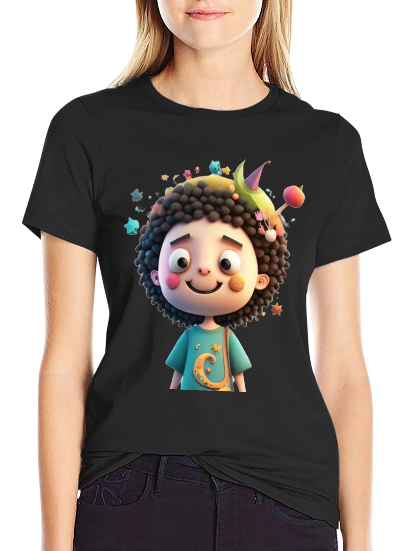 Cartoon Character Black T-Shirt