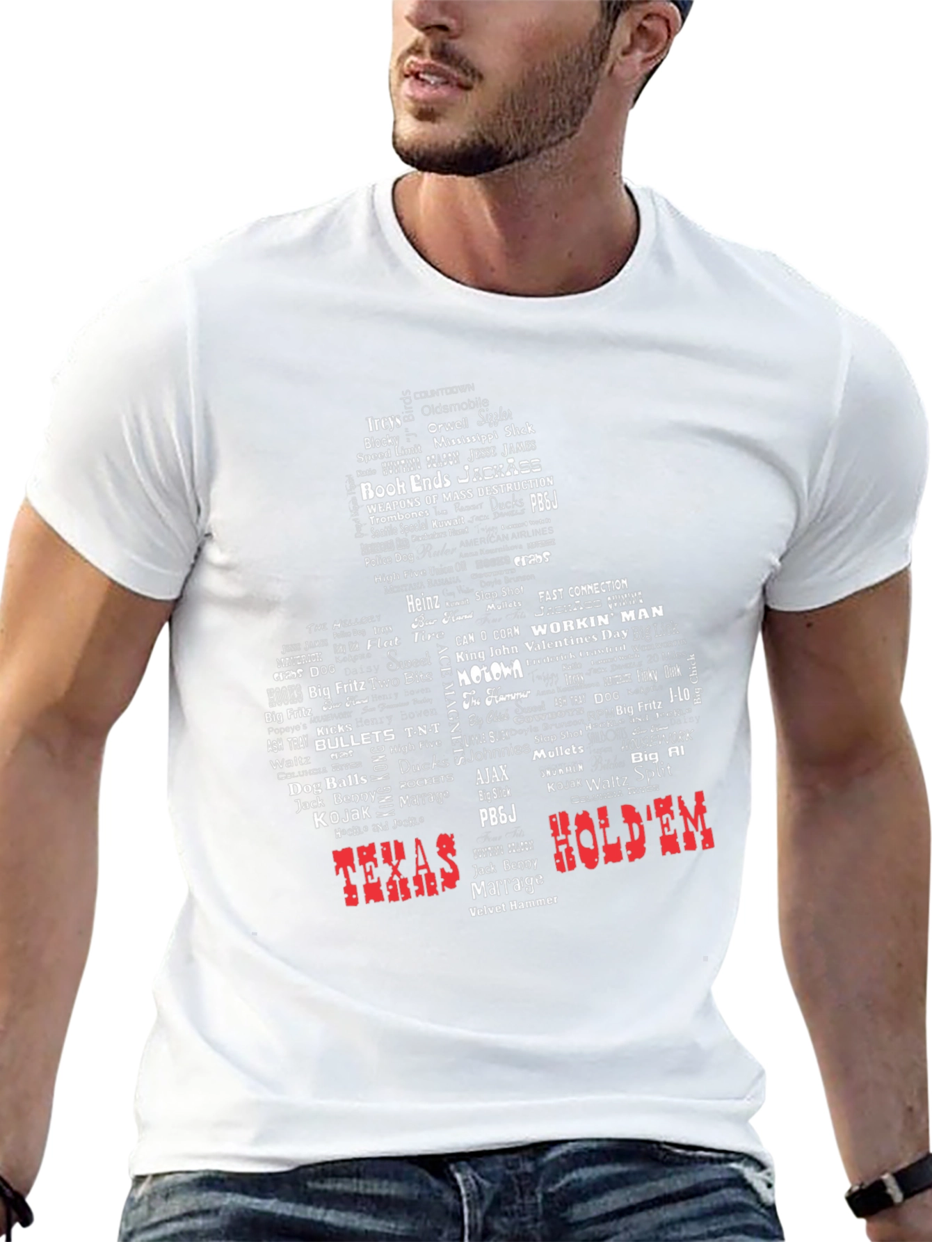 Texas HoldEm Graphic Tee - Word Art Design