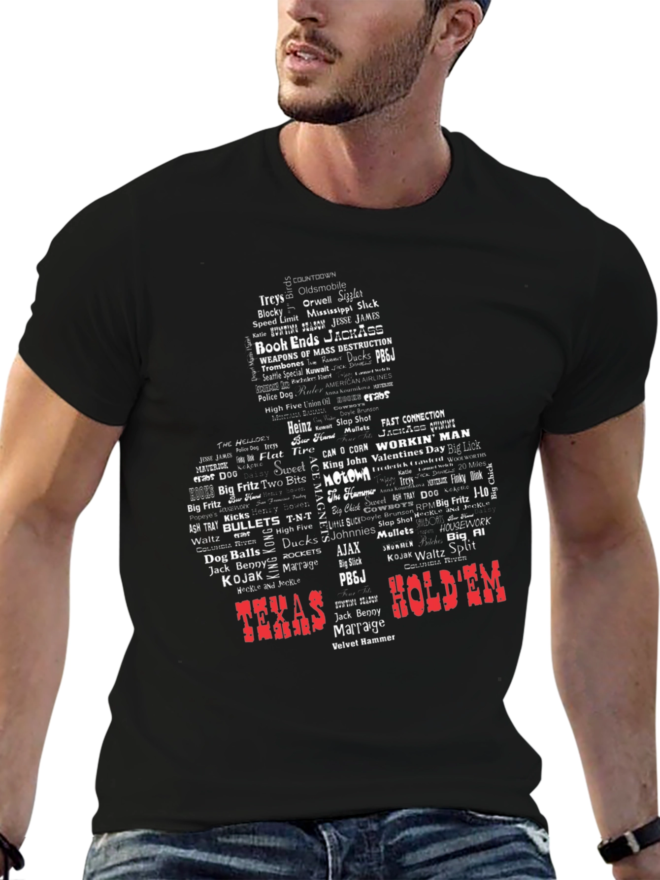 Texas HoldEm Graphic Tee - Word Art Design