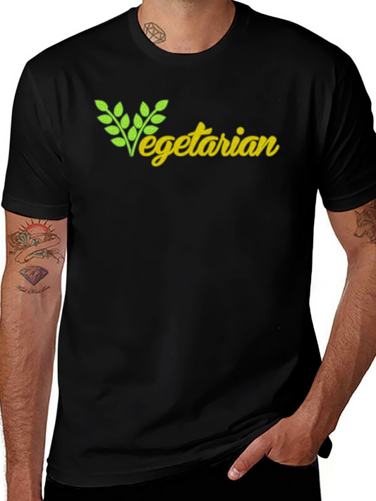 Vegetarian T-Shirt - Black Cotton Tee