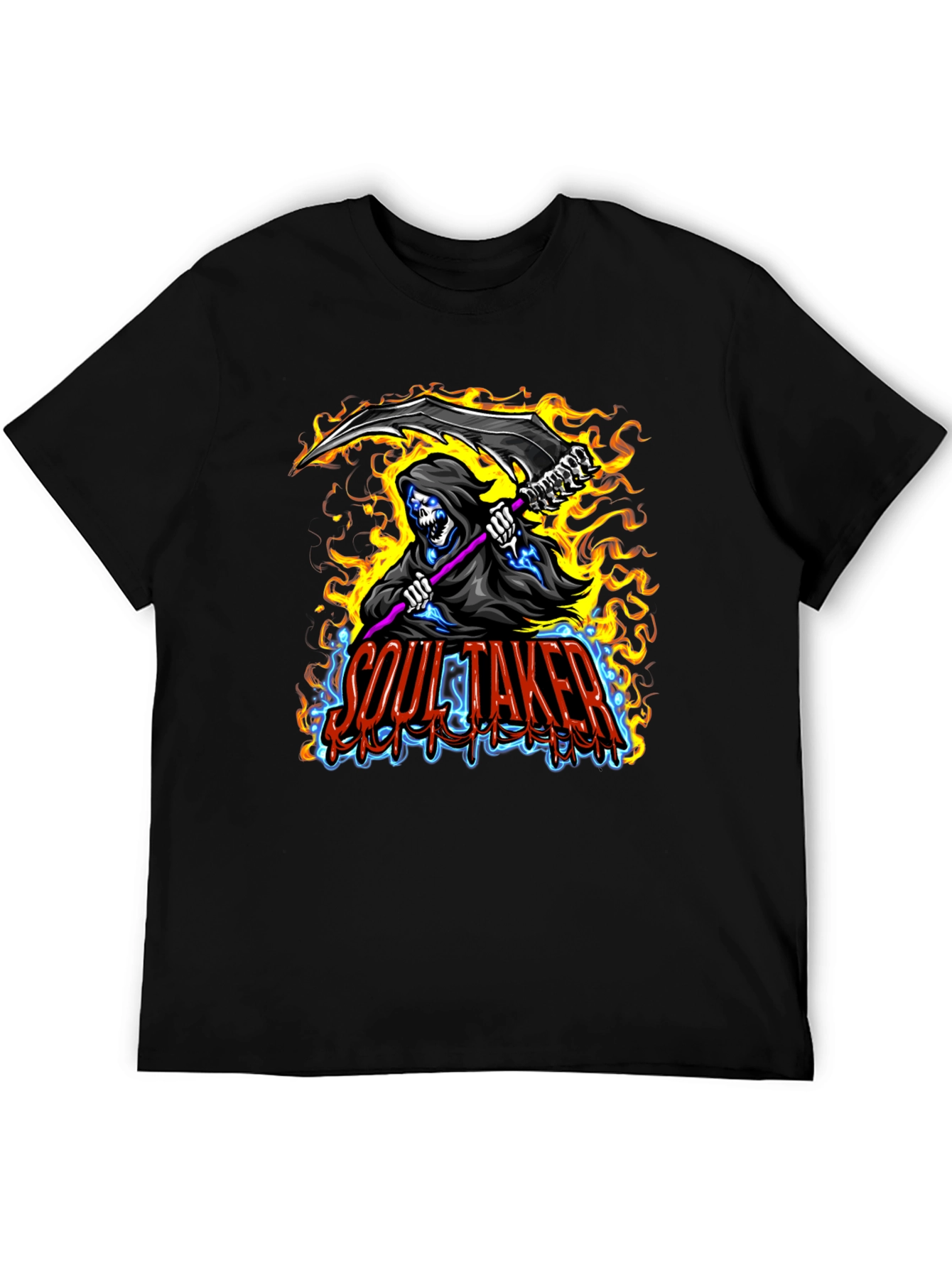 Soul Taker Graphic Print Black T-Shirt