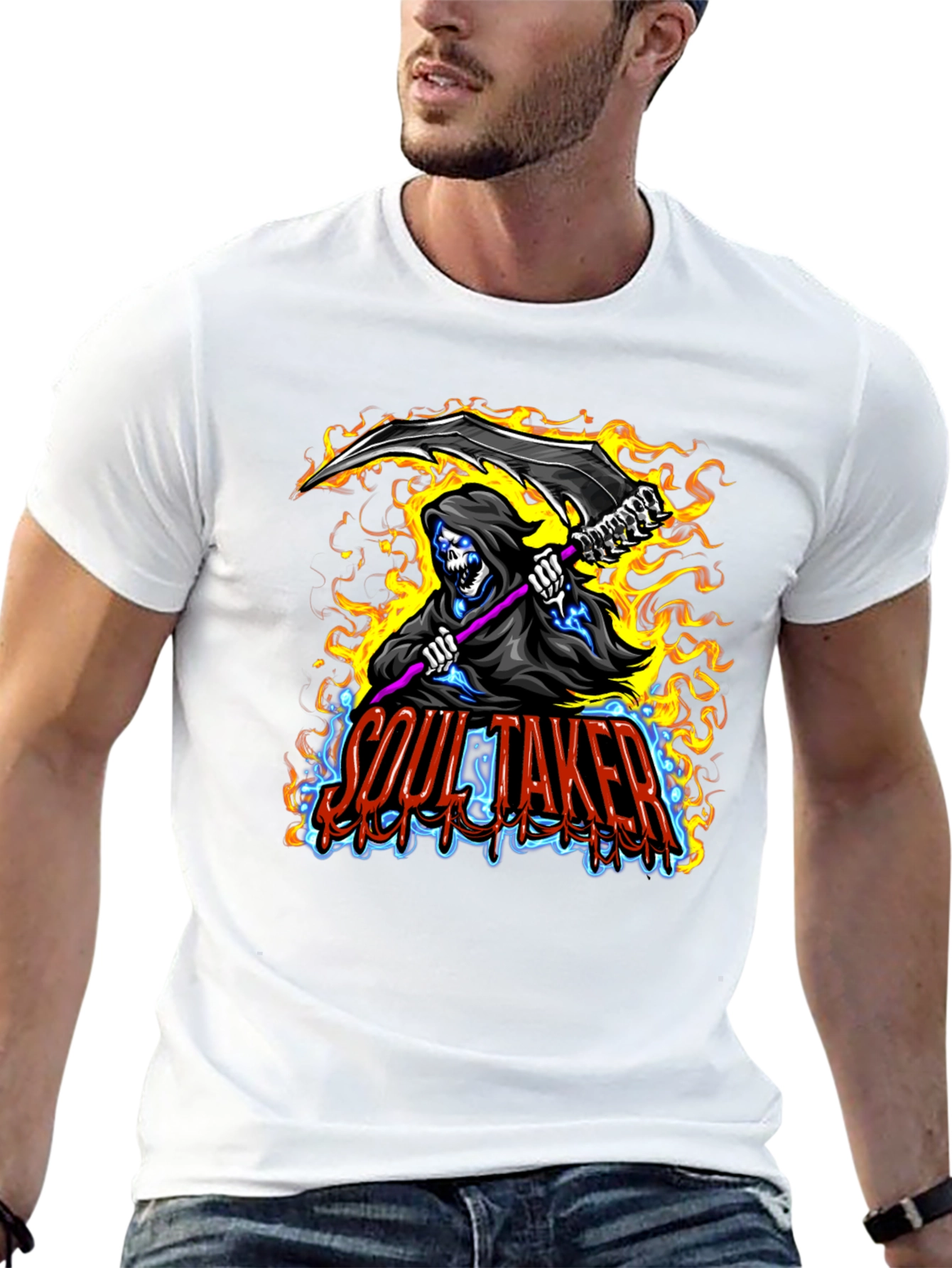 Soul Taker Graphic Print Black T-Shirt