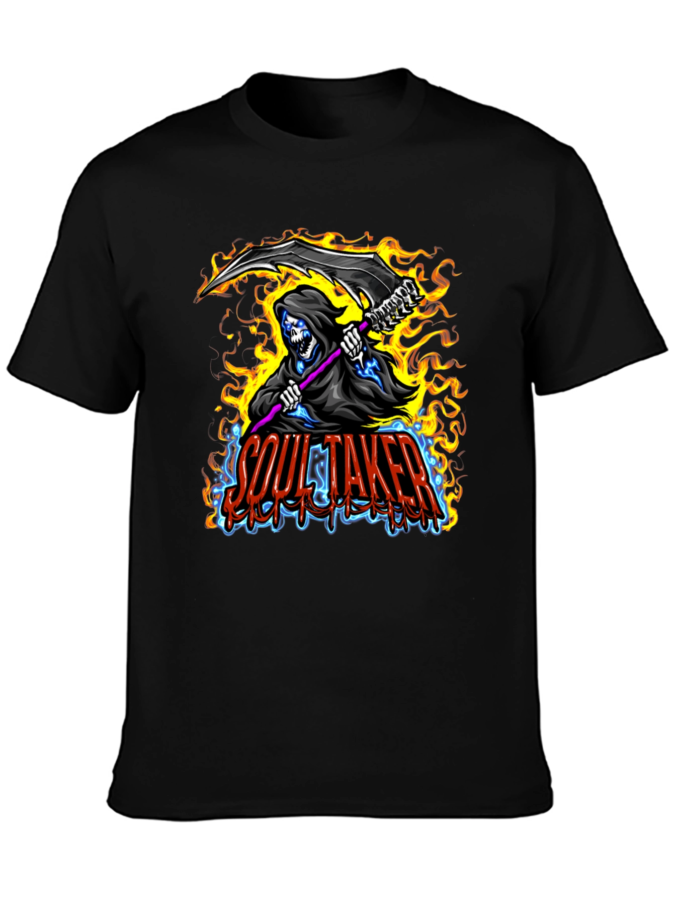 Soul Taker Graphic Print Black T-Shirt