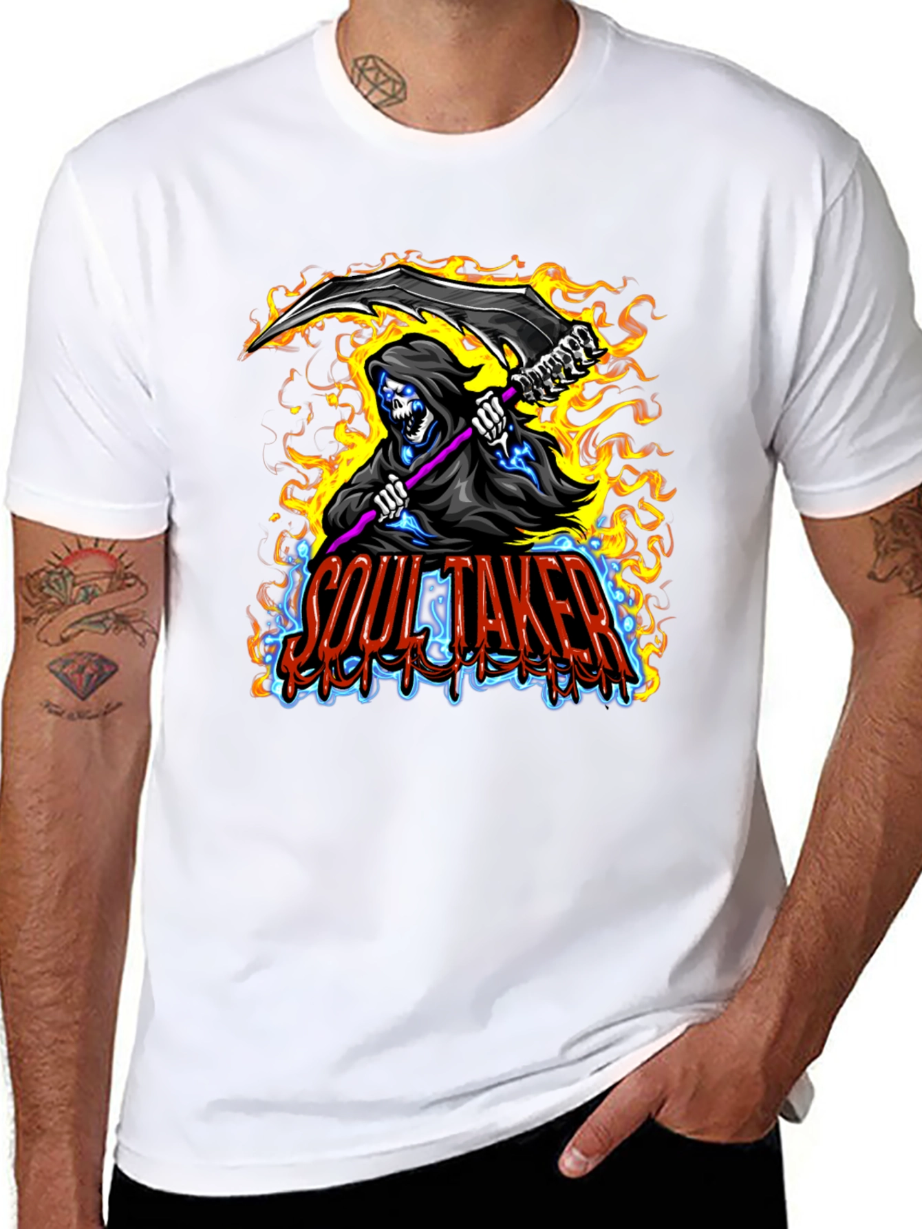 Soul Taker Graphic Print Black T-Shirt