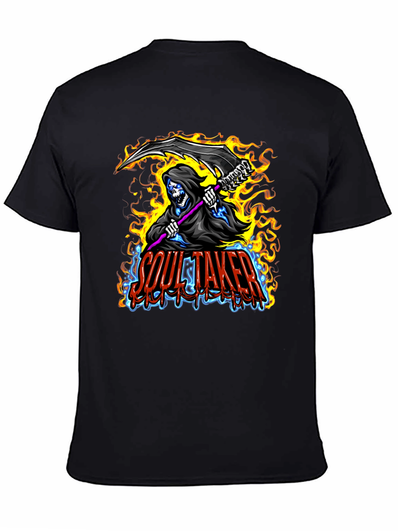 Soul Taker Graphic Print Black T-Shirt