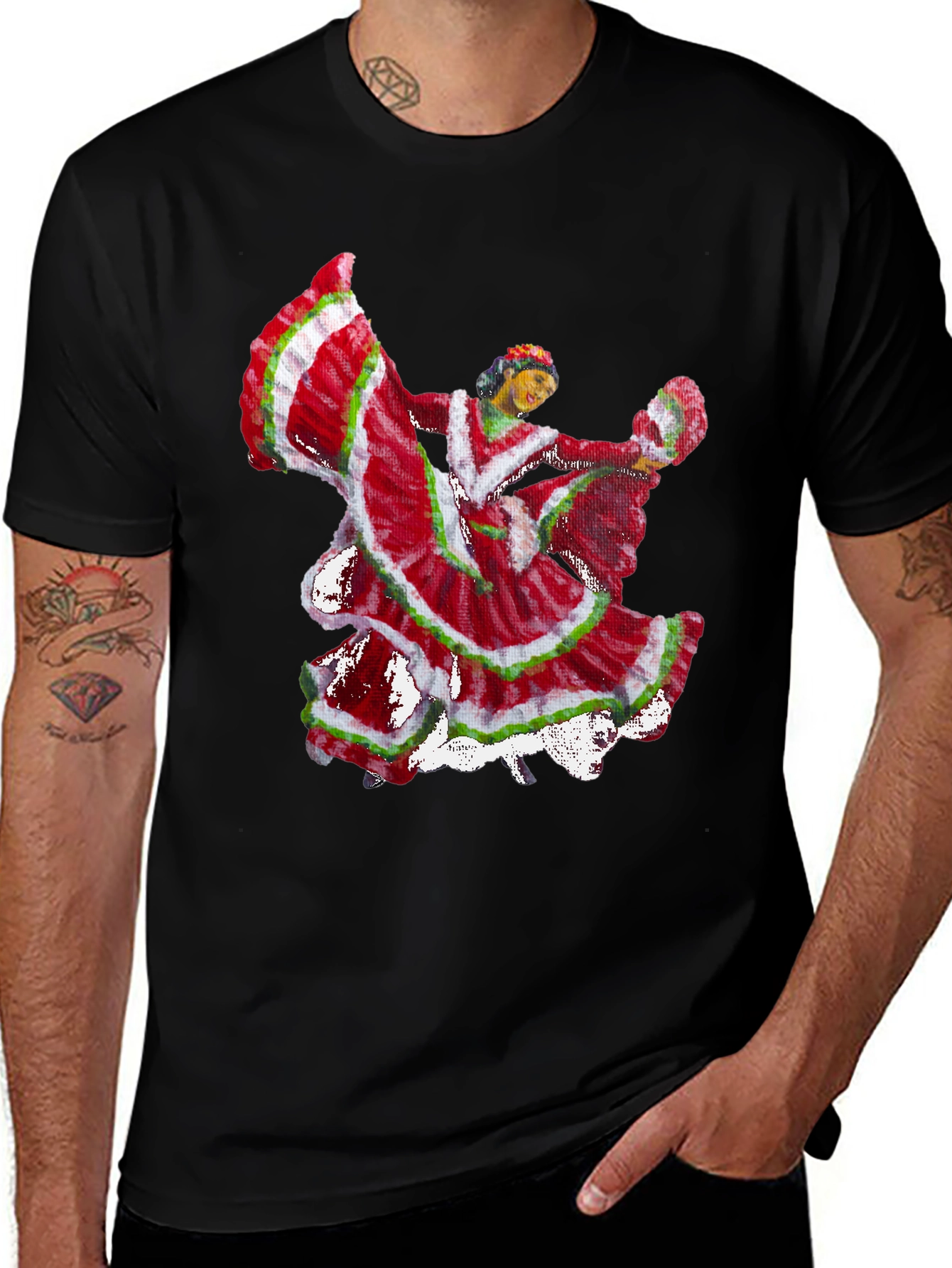 Folklorico Dancer Graphic Tee - Black
