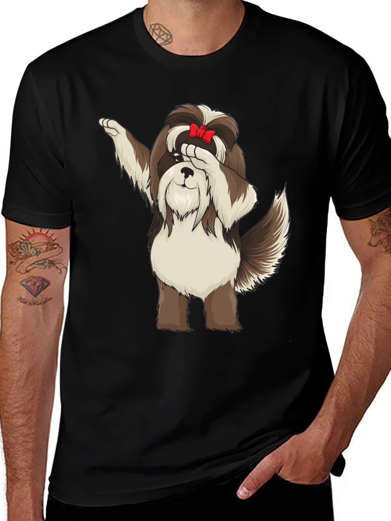 Dabbing Dog Graphic Tee - Trendy Black T-Shirt