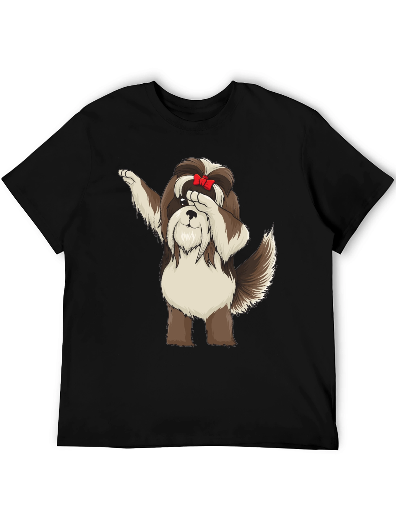 Dabbing Dog Graphic Tee - Trendy Black T-Shirt