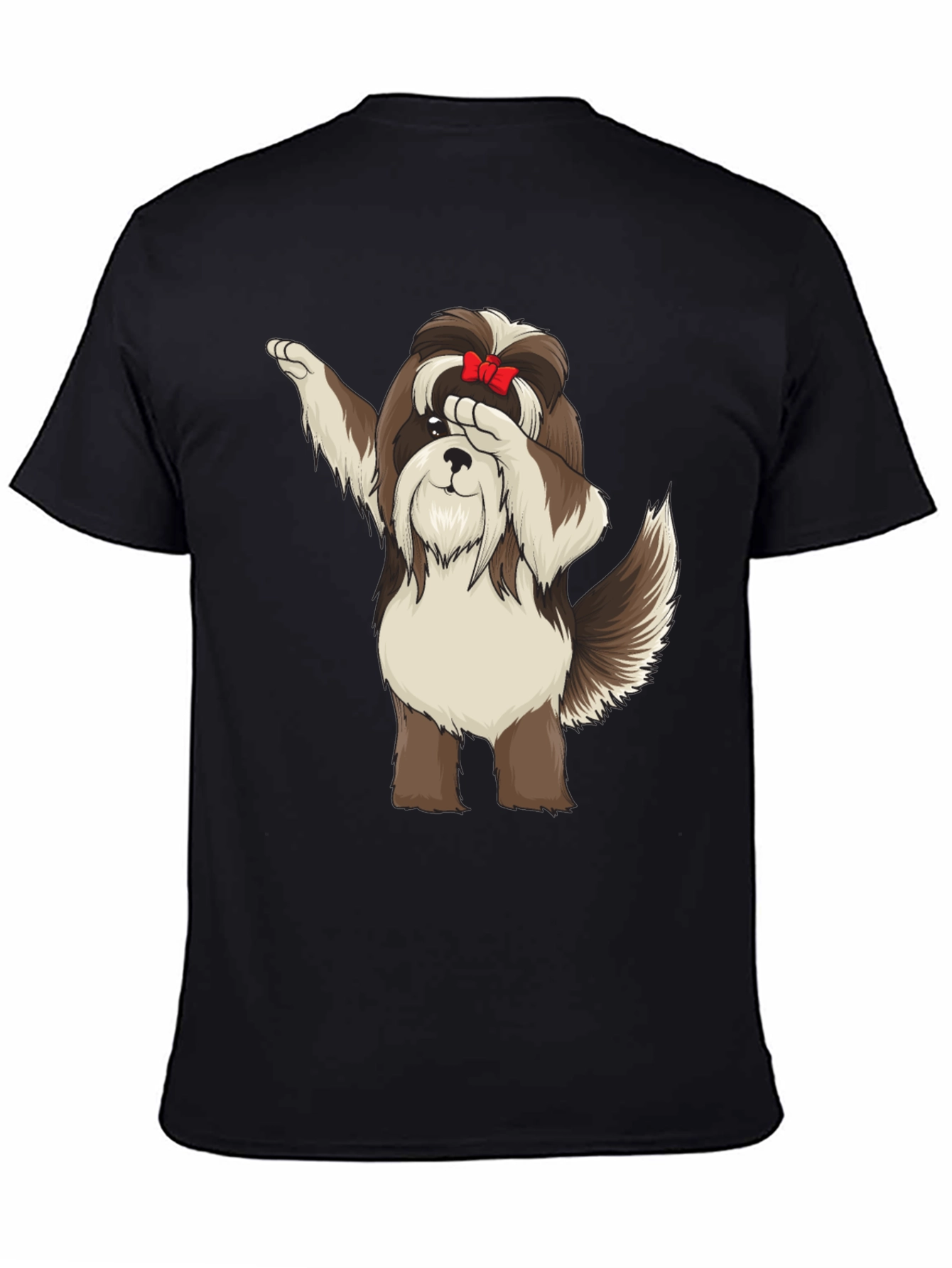 Dabbing Dog Graphic Tee - Trendy Black T-Shirt